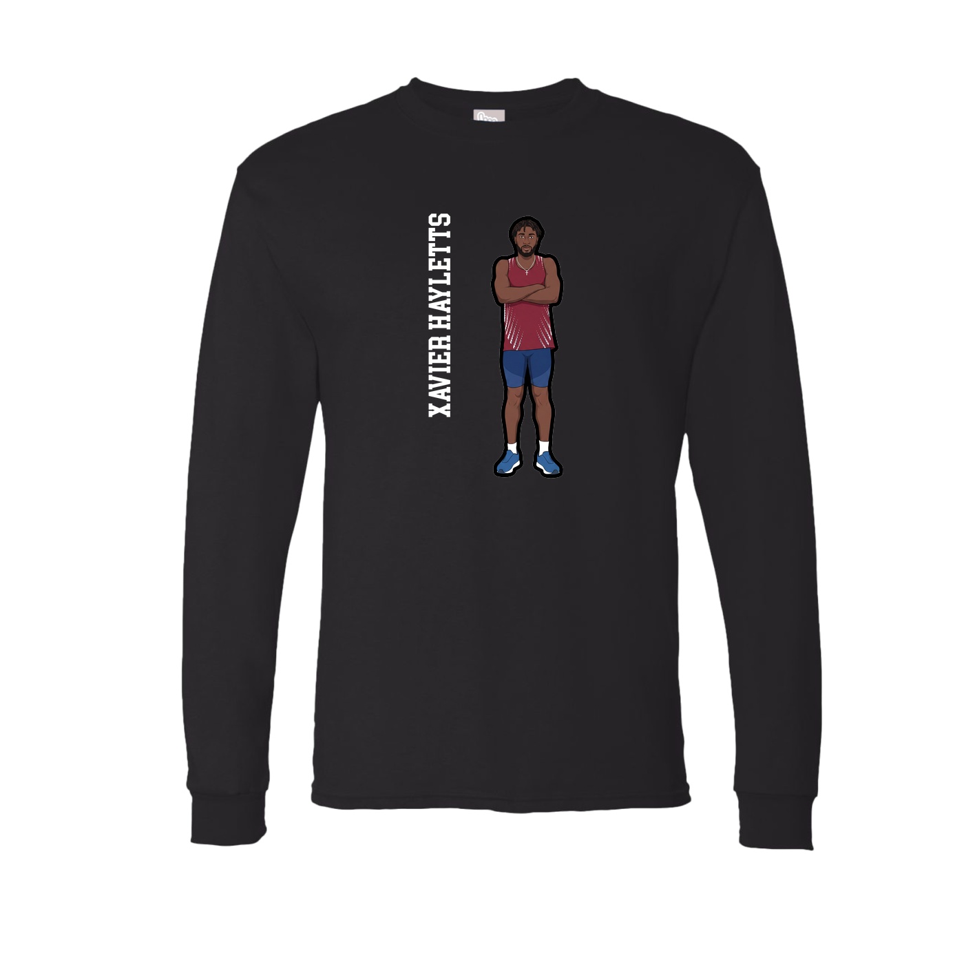 Long Sleeve Tee — Name Vertical in Black