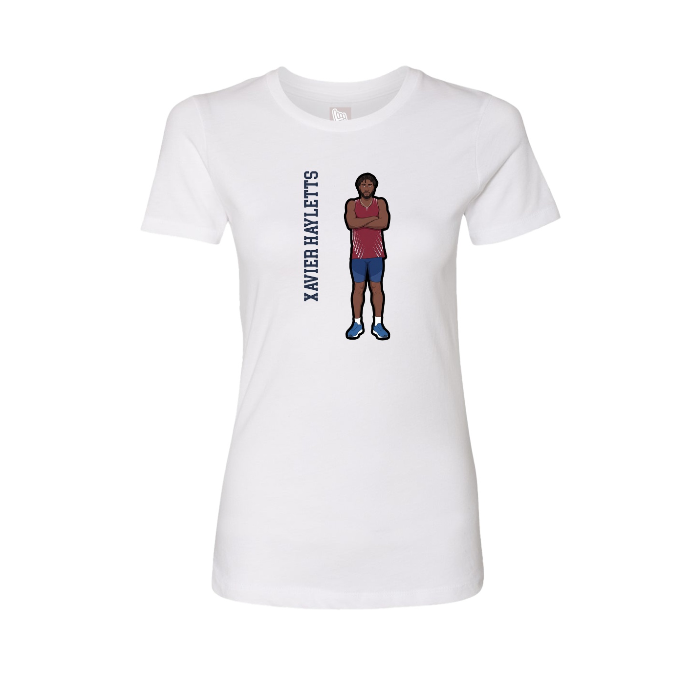 Fitted Women's Tee — Name Vertical in White