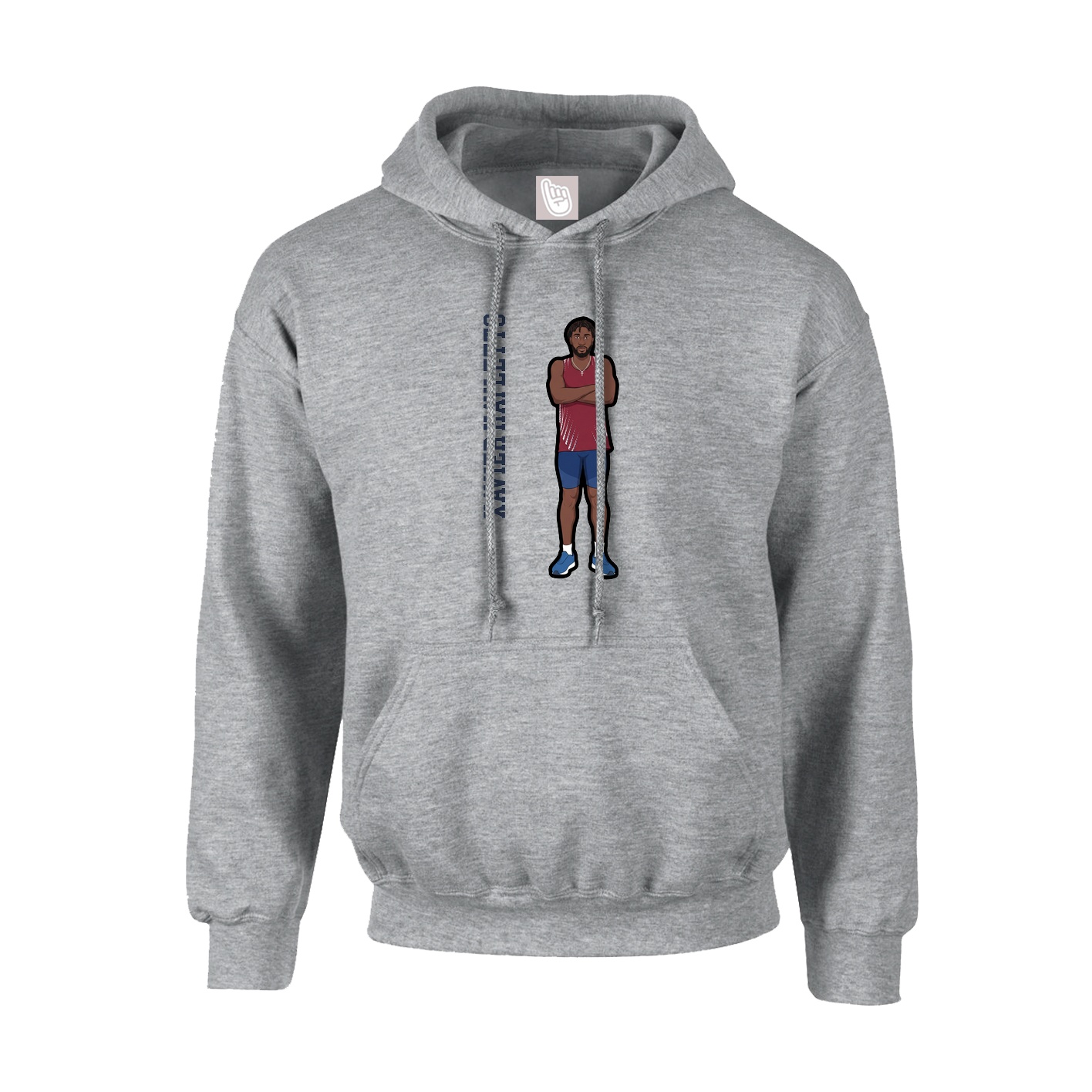 Hoodie — Name Vertical in Grey