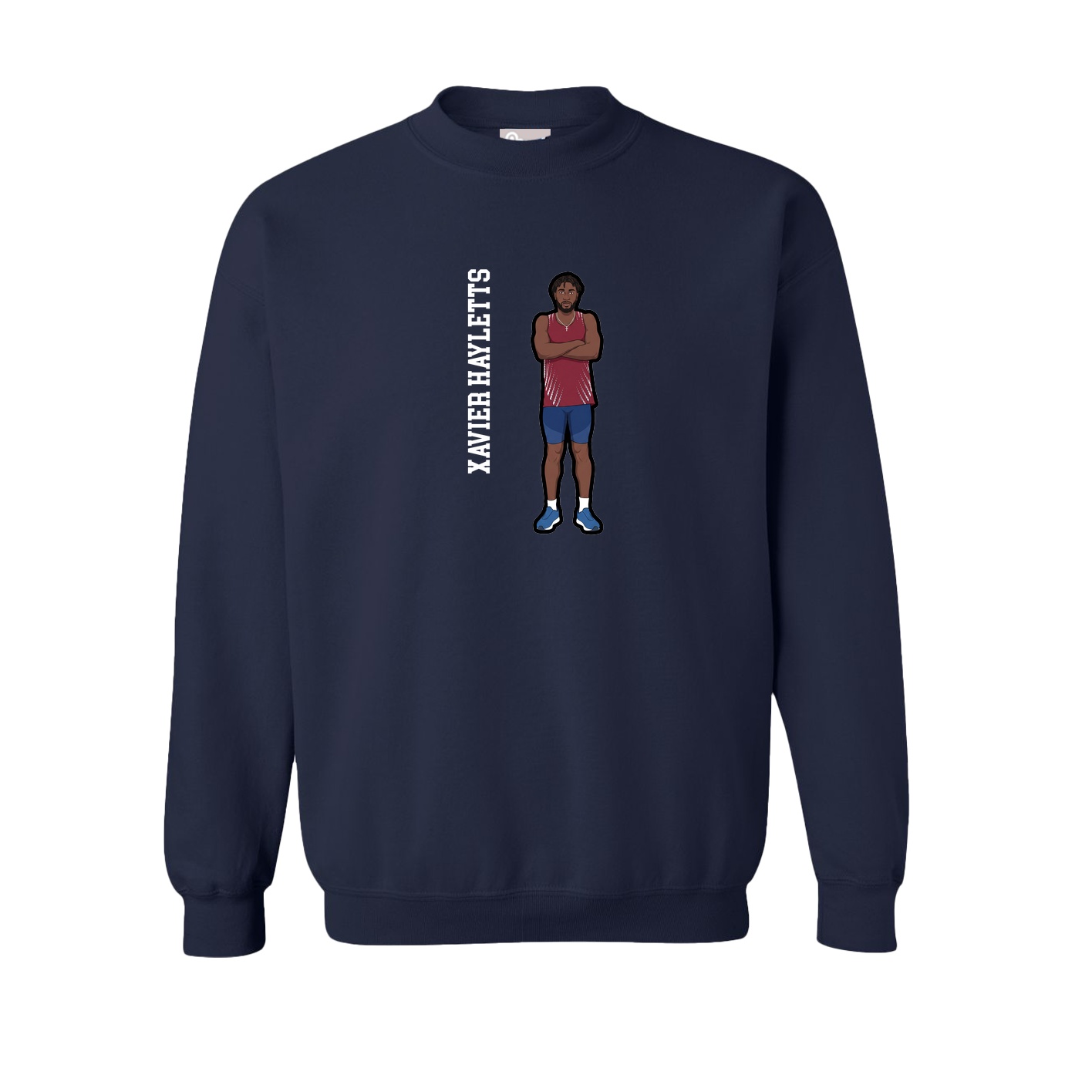 Fleece Crew — Name Vertical in Navy
