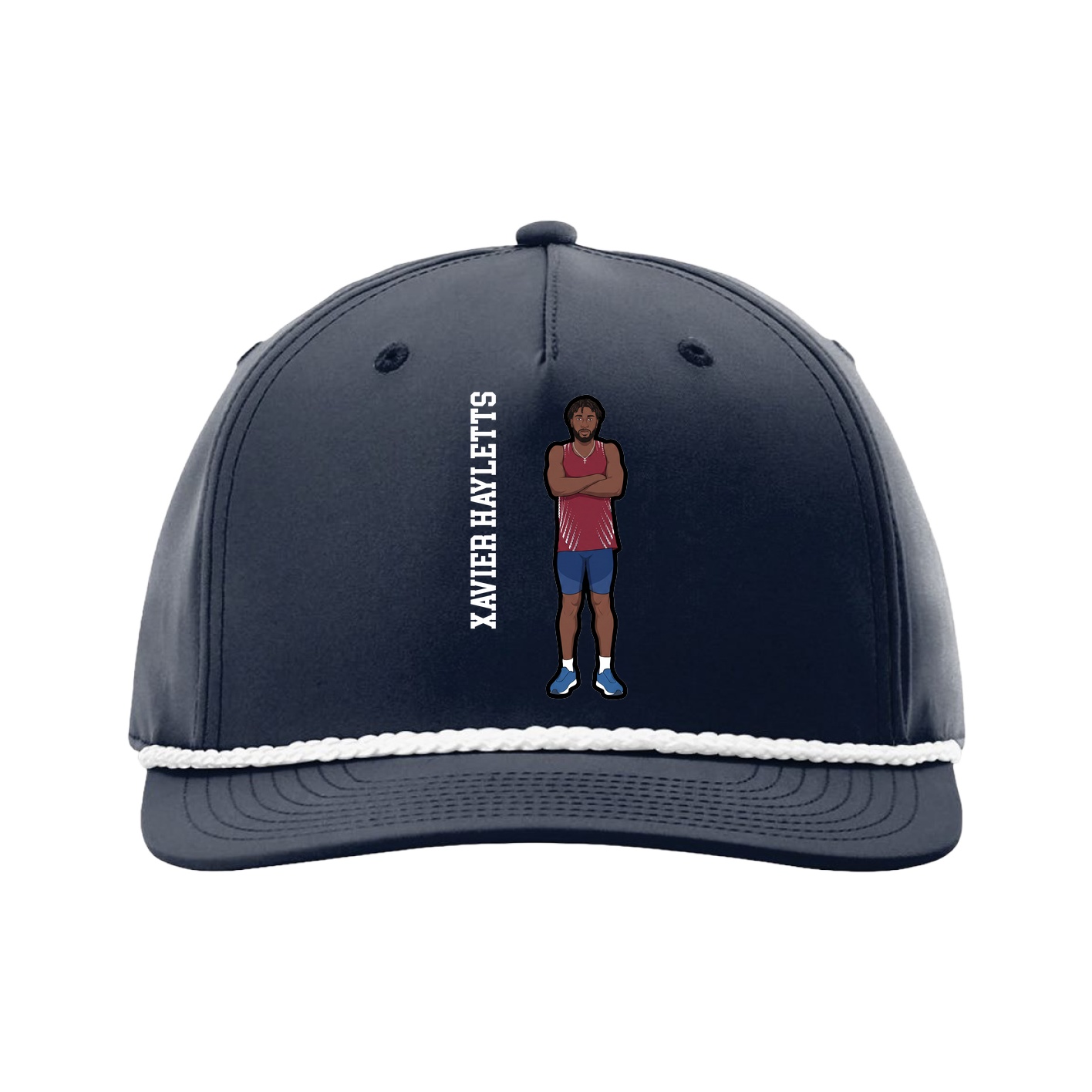 Five-Panel Classic Rope Cap — Name Vertical in Navy