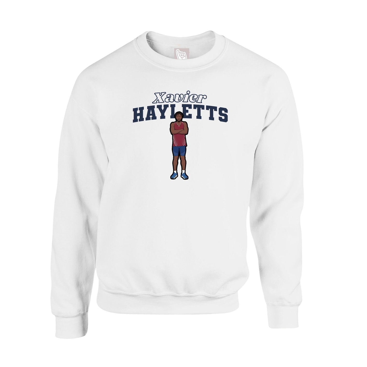 Fleece Crew — Name Arch in White