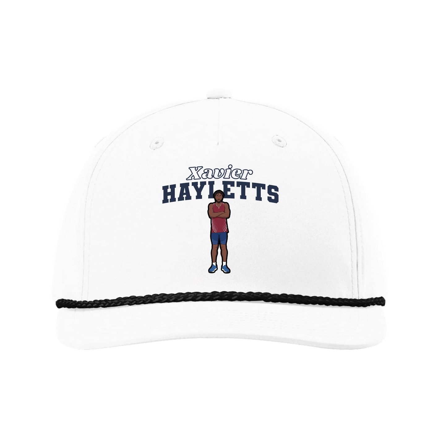 Five-Panel Classic Rope Cap — Name Arch in White