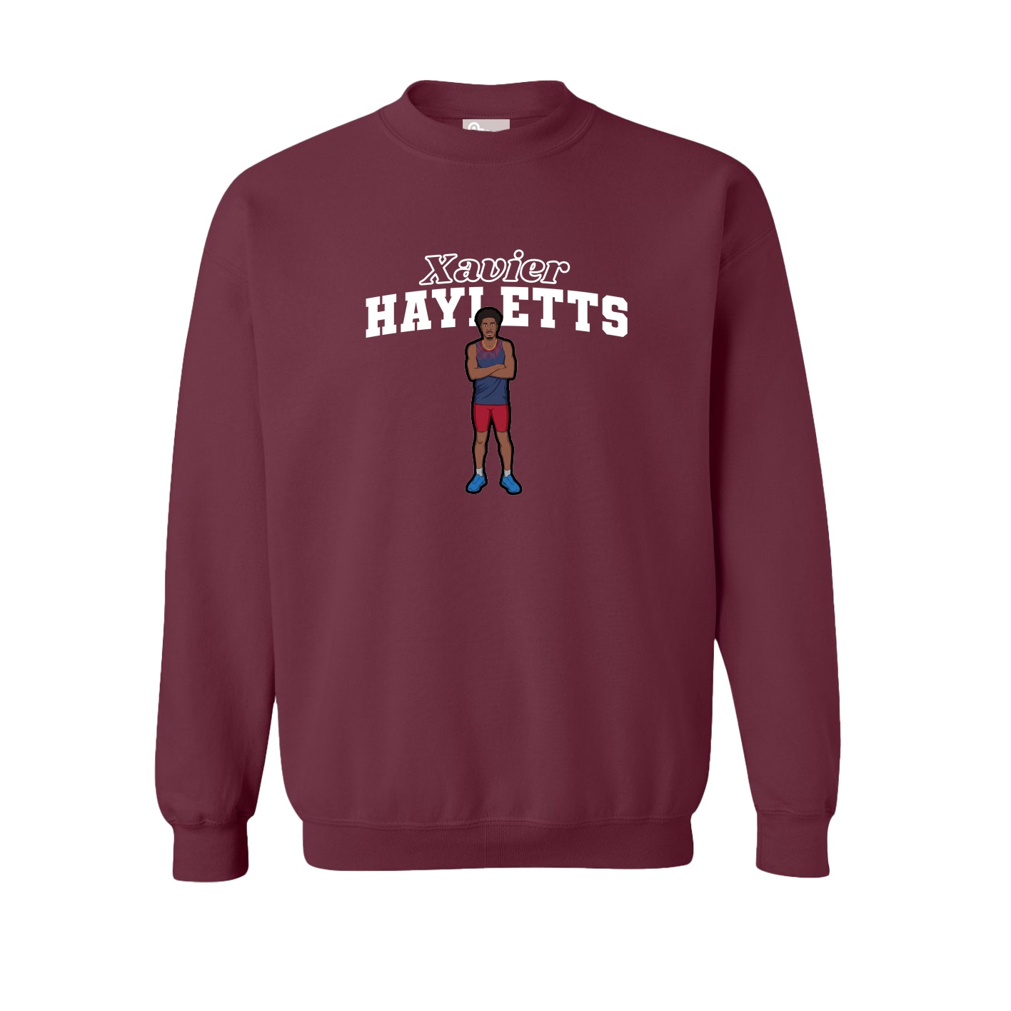 Fleece Crew — Name Arch in Maroon