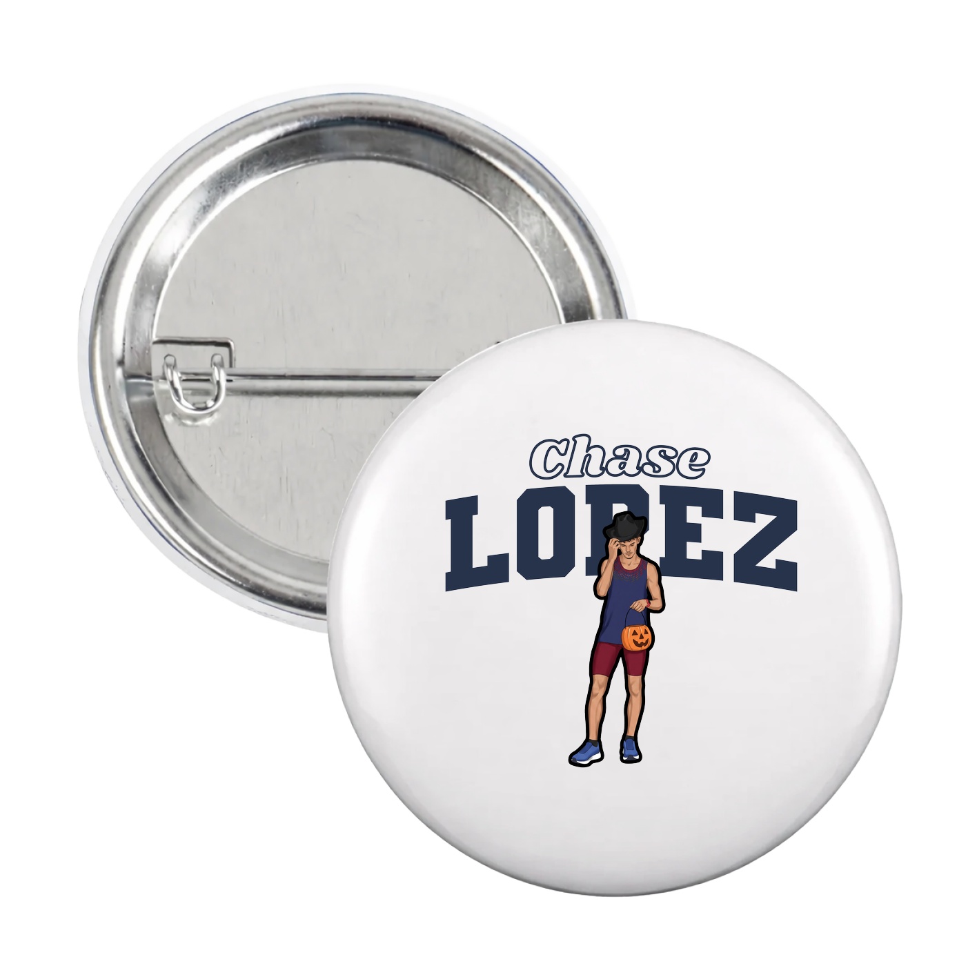 Game Day Button — Name Arch in White