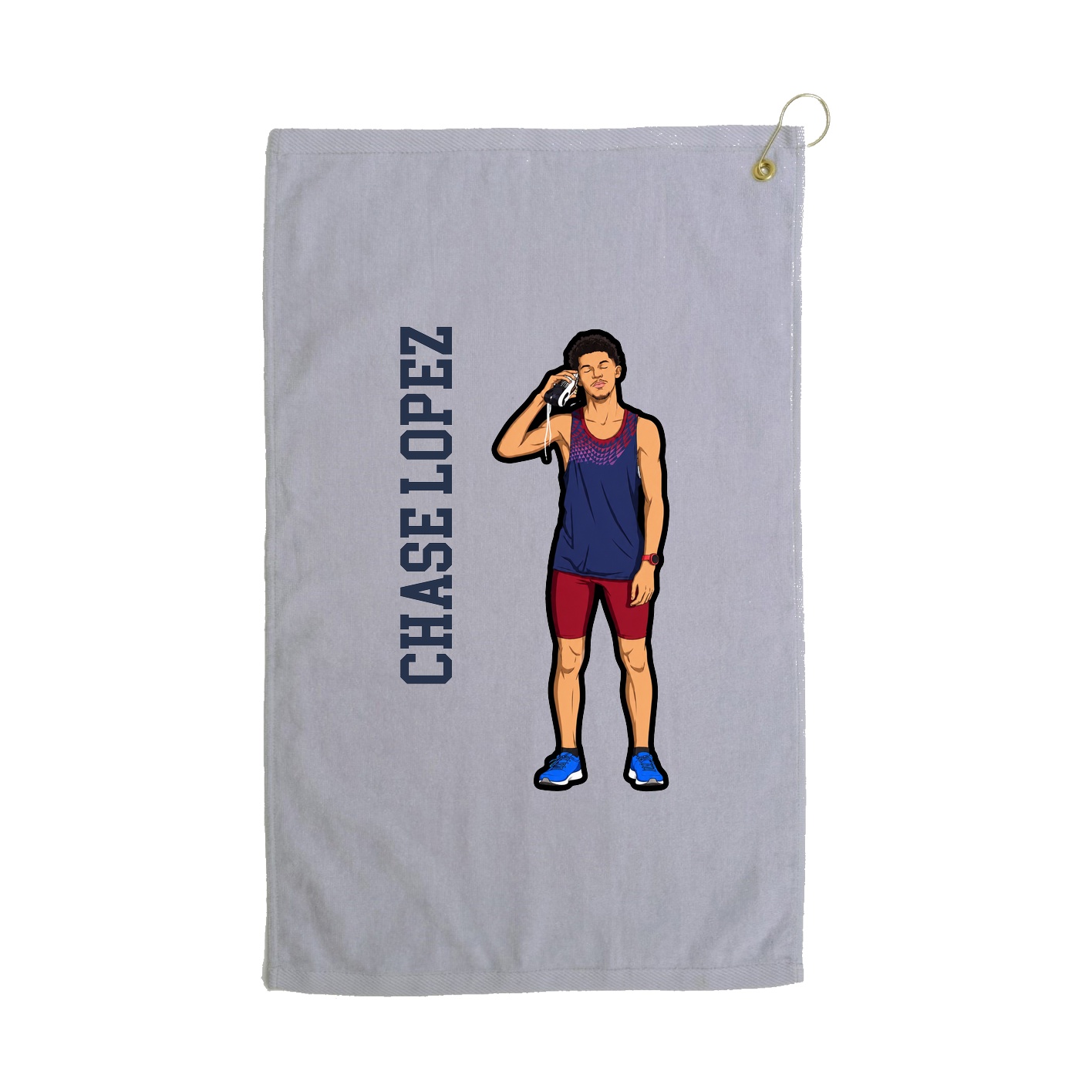 Golf Towel — Name Vertical in Grey