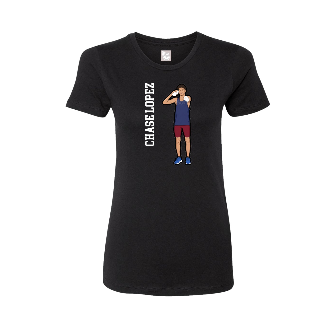 Fitted Women's Tee — Name Vertical in Black
