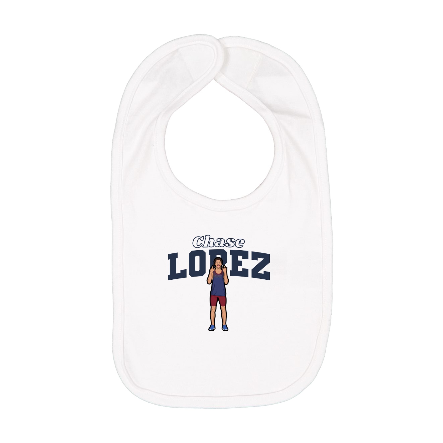 Infant Bib — Name Arch in White