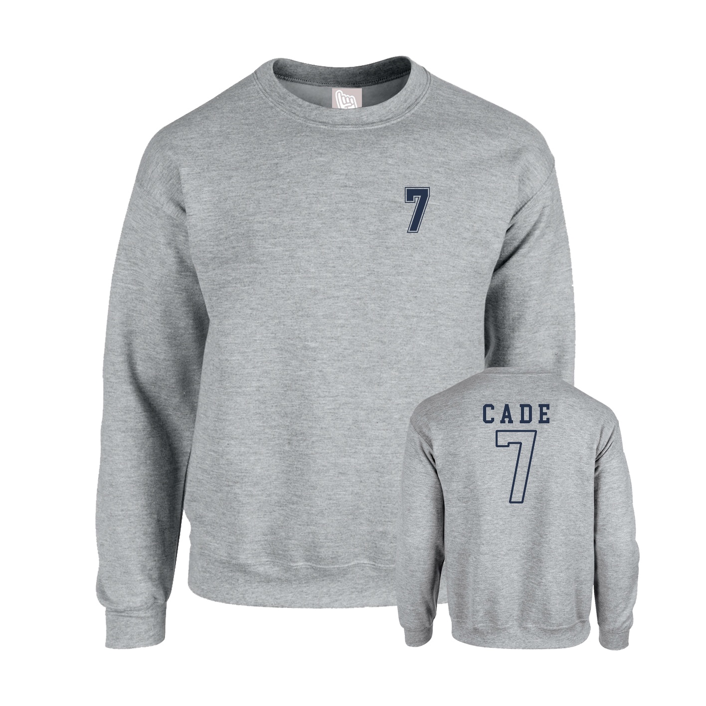 Fleece Crew — Chest Back in Grey