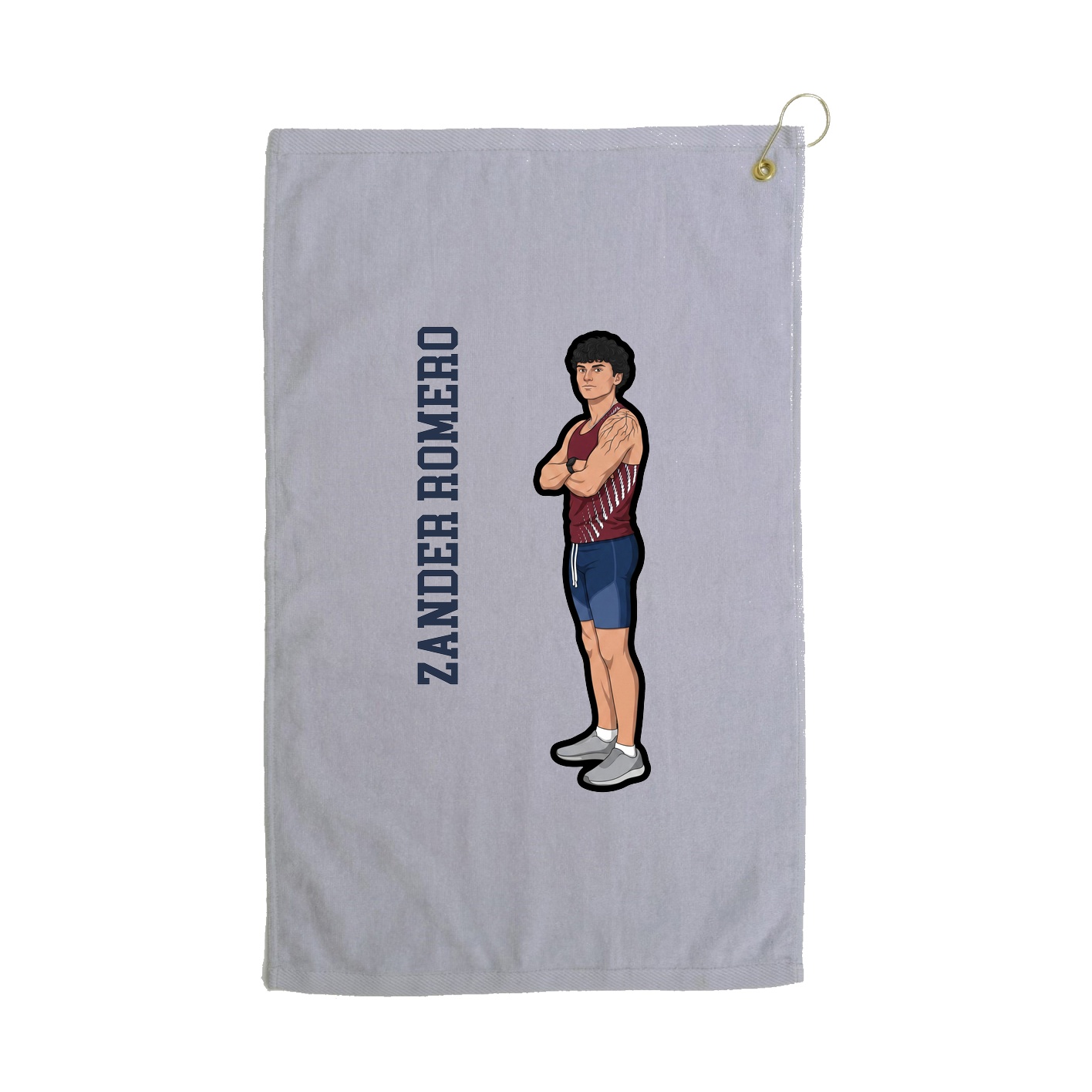 Golf Towel — Name Vertical in Grey