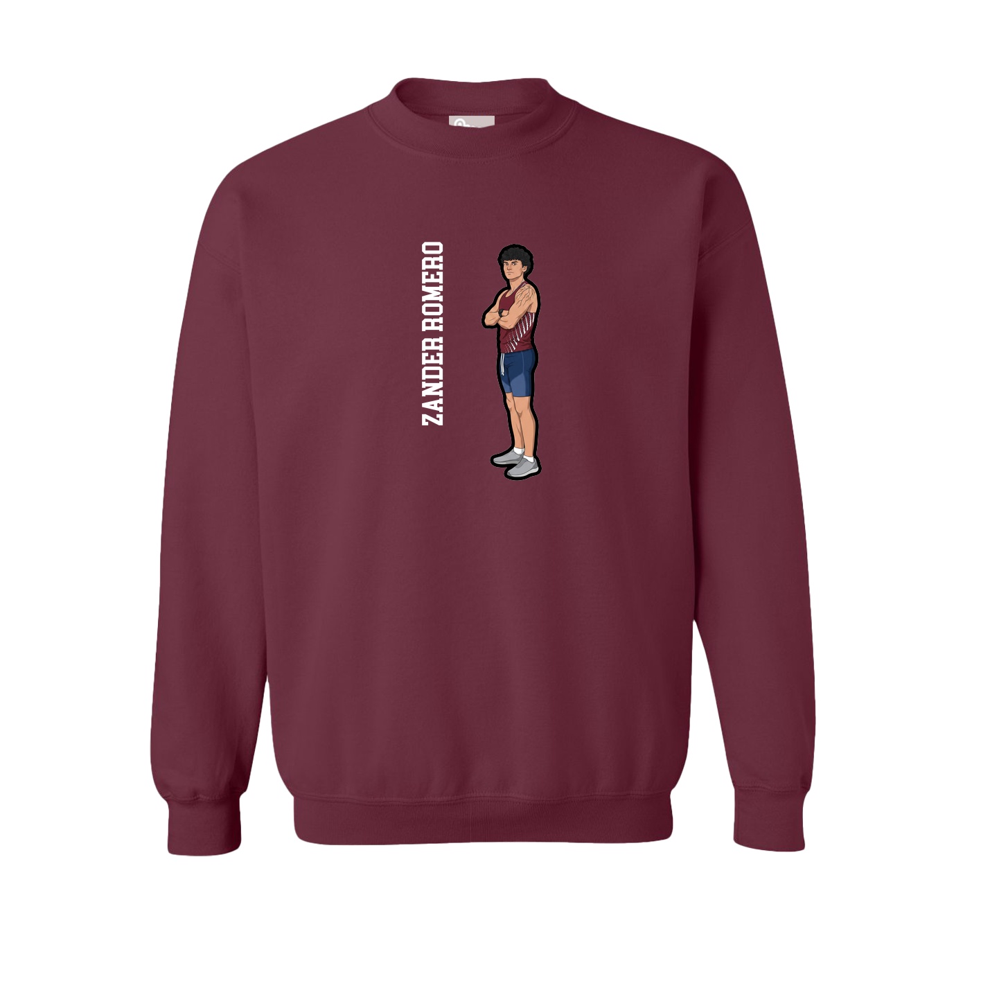 Fleece Crew — Name Vertical in Maroon