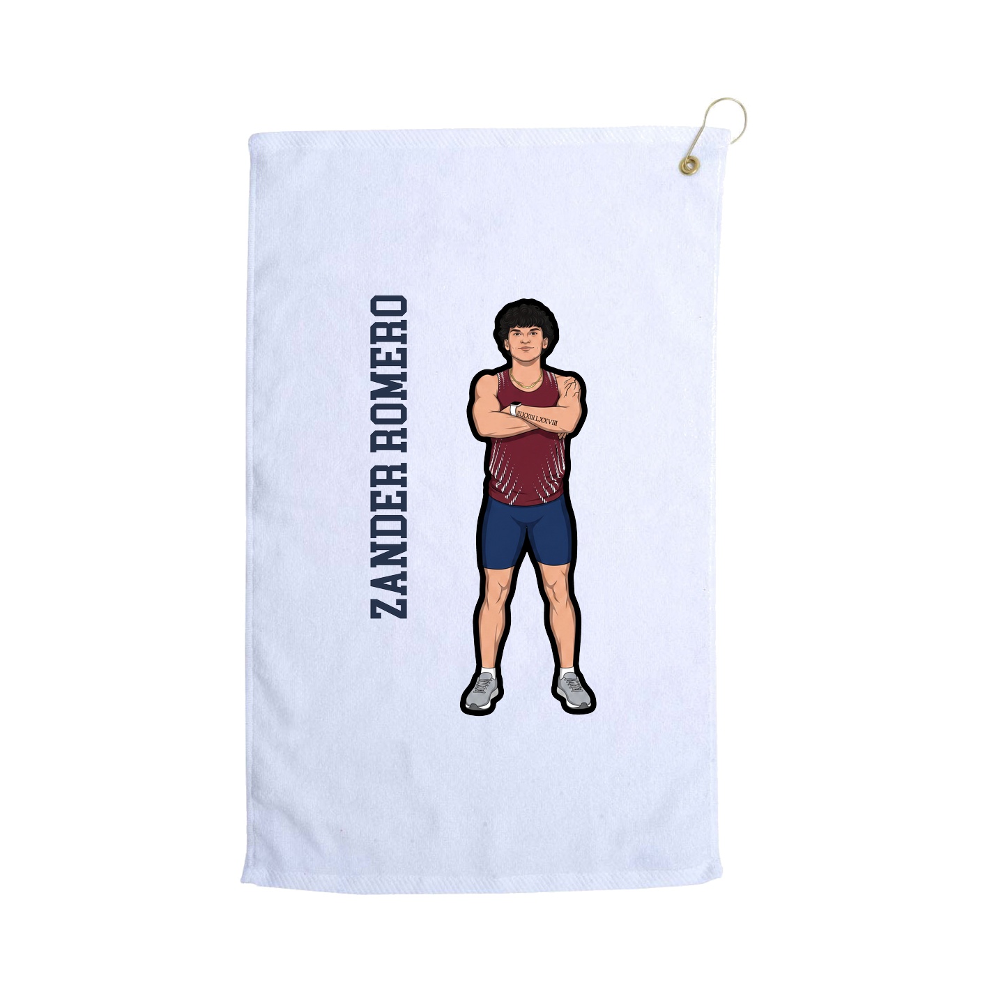Golf Towel — Name Vertical in White
