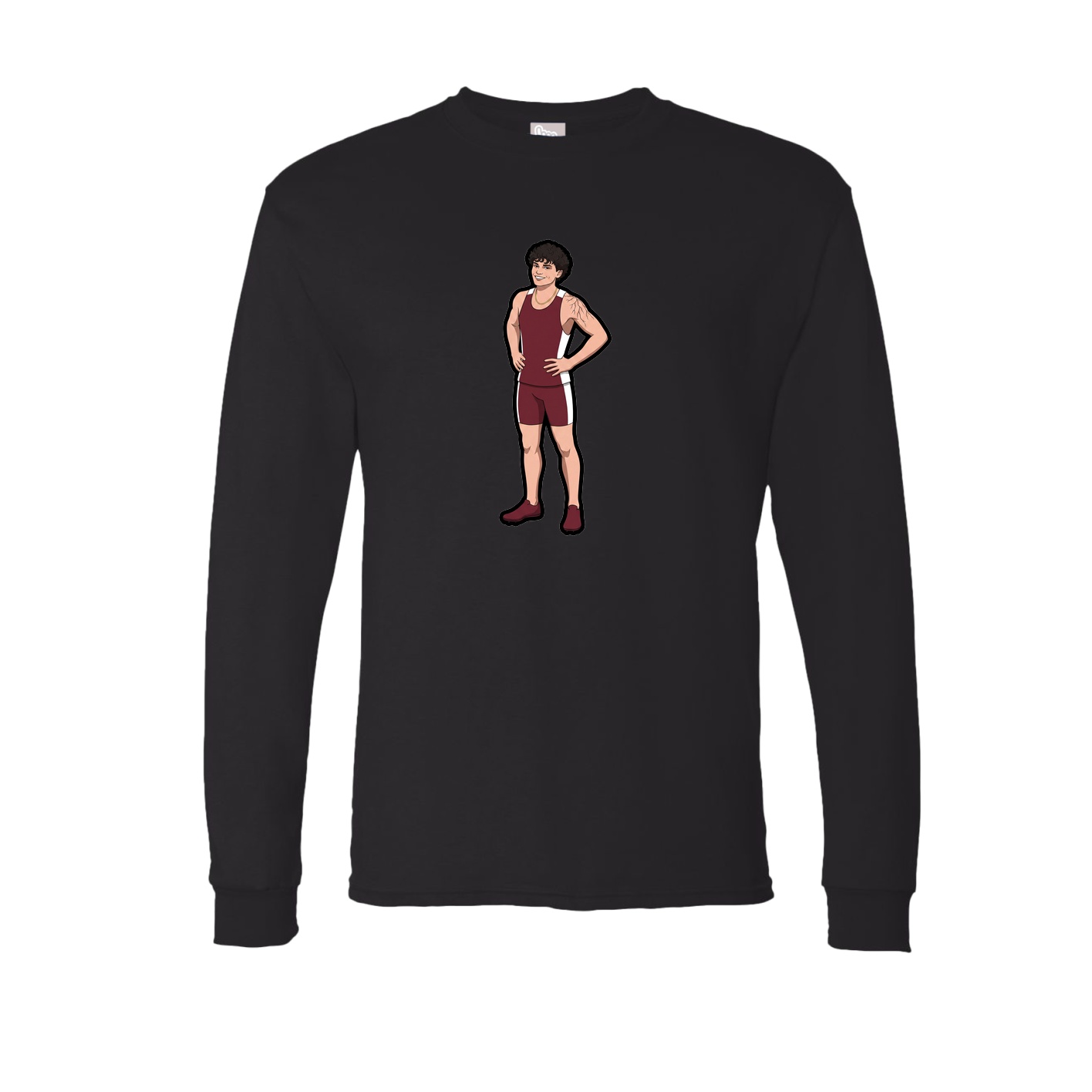 Long Sleeve Tee — Name Vertical in Black