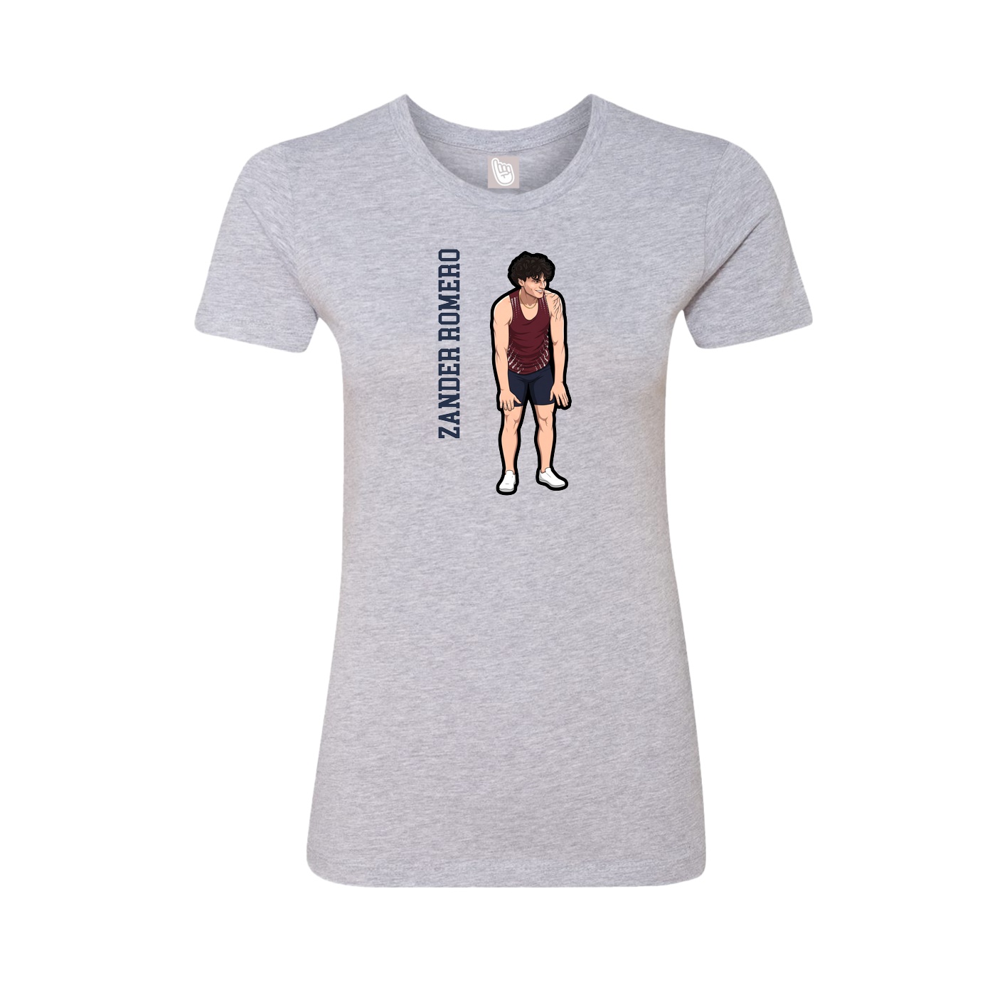Fitted Women's Tee — Name Vertical in Grey