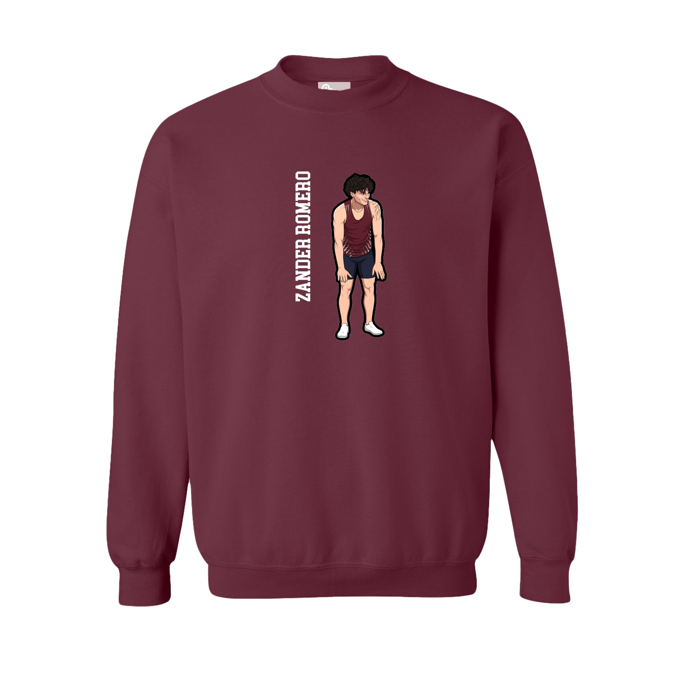 Fleece Crew — Name Vertical in Maroon