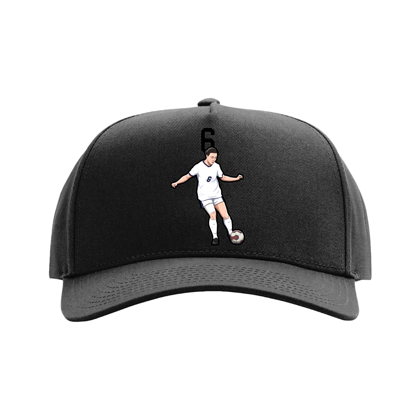 Full Fabric Five-Panel Champ Cap — Number Top in Black