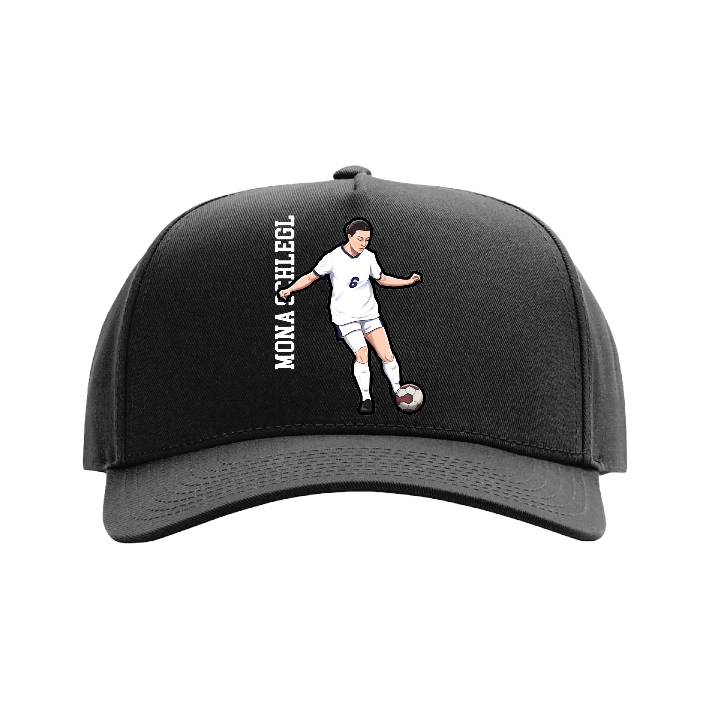 Full Fabric Five-Panel Champ Cap — Name Vertical in Black