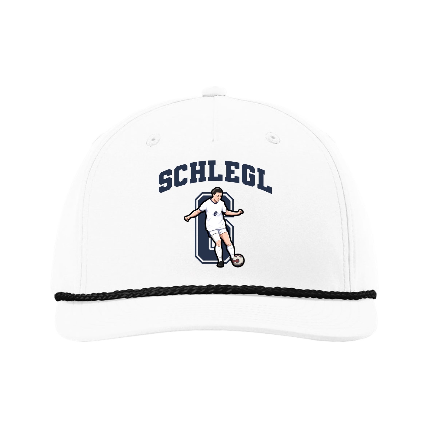 Five-Panel Classic Rope Cap — Number in White