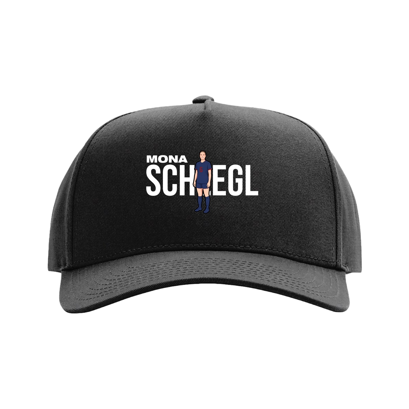 Full Fabric Five-Panel Champ Cap — Player Name in Black