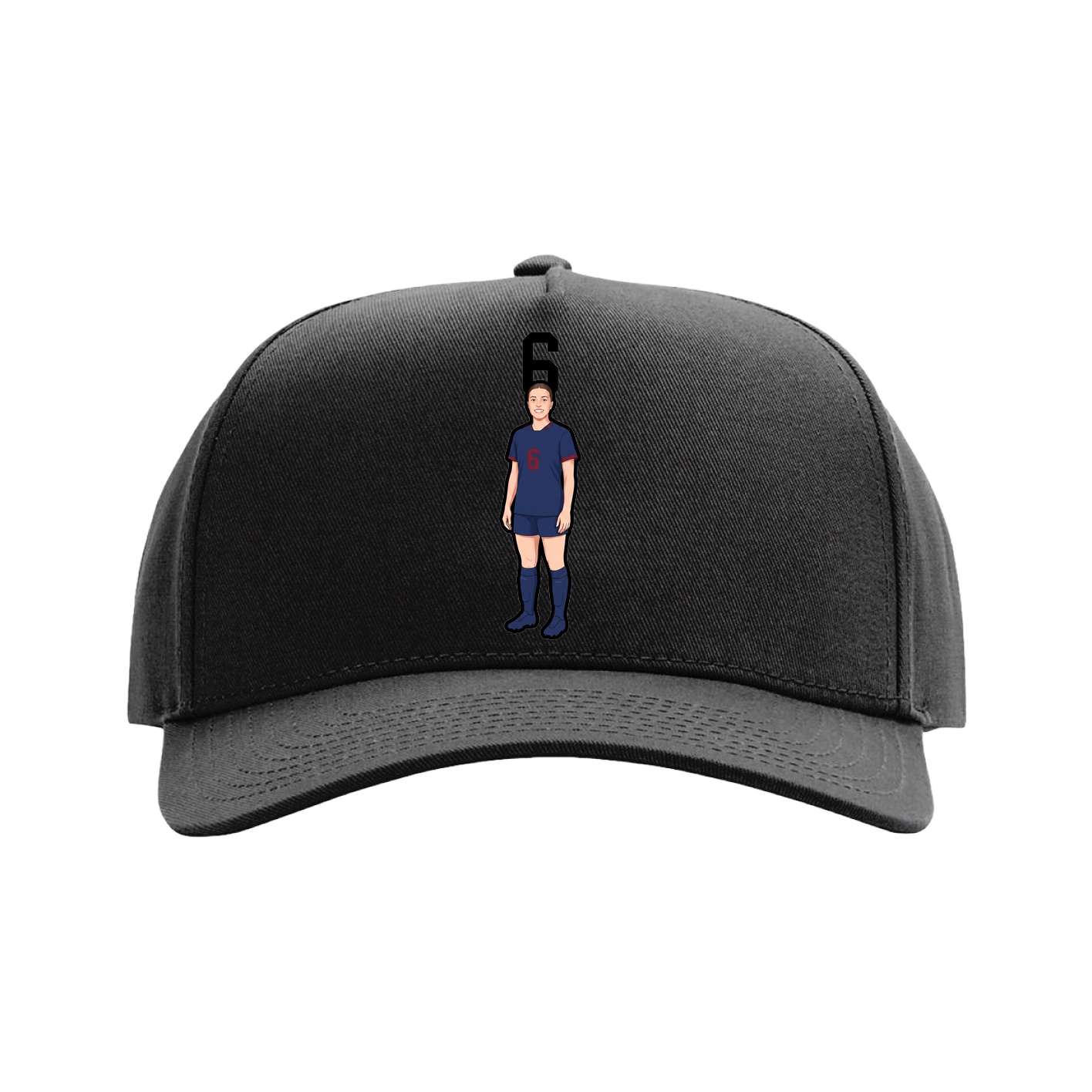 Full Fabric Five-Panel Champ Cap — Number Top in Black