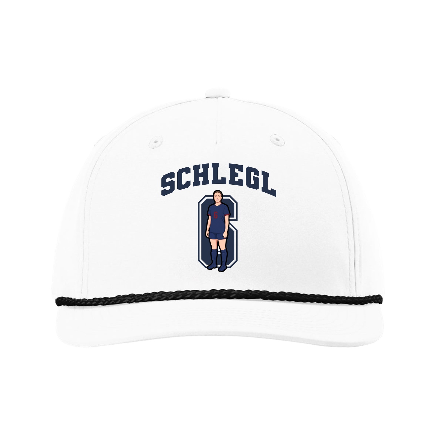 Five-Panel Classic Rope Cap — Number in White