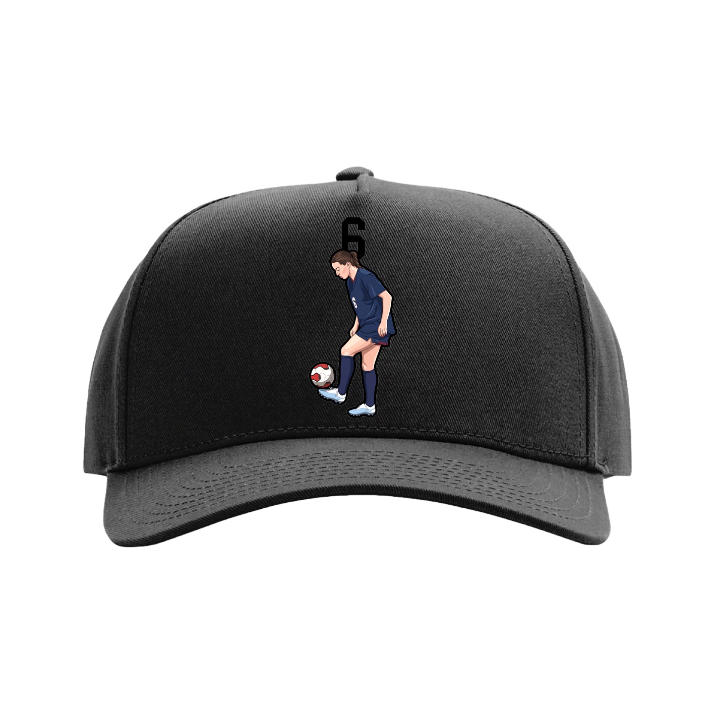 Full Fabric Five-Panel Champ Cap — Number Top in Black