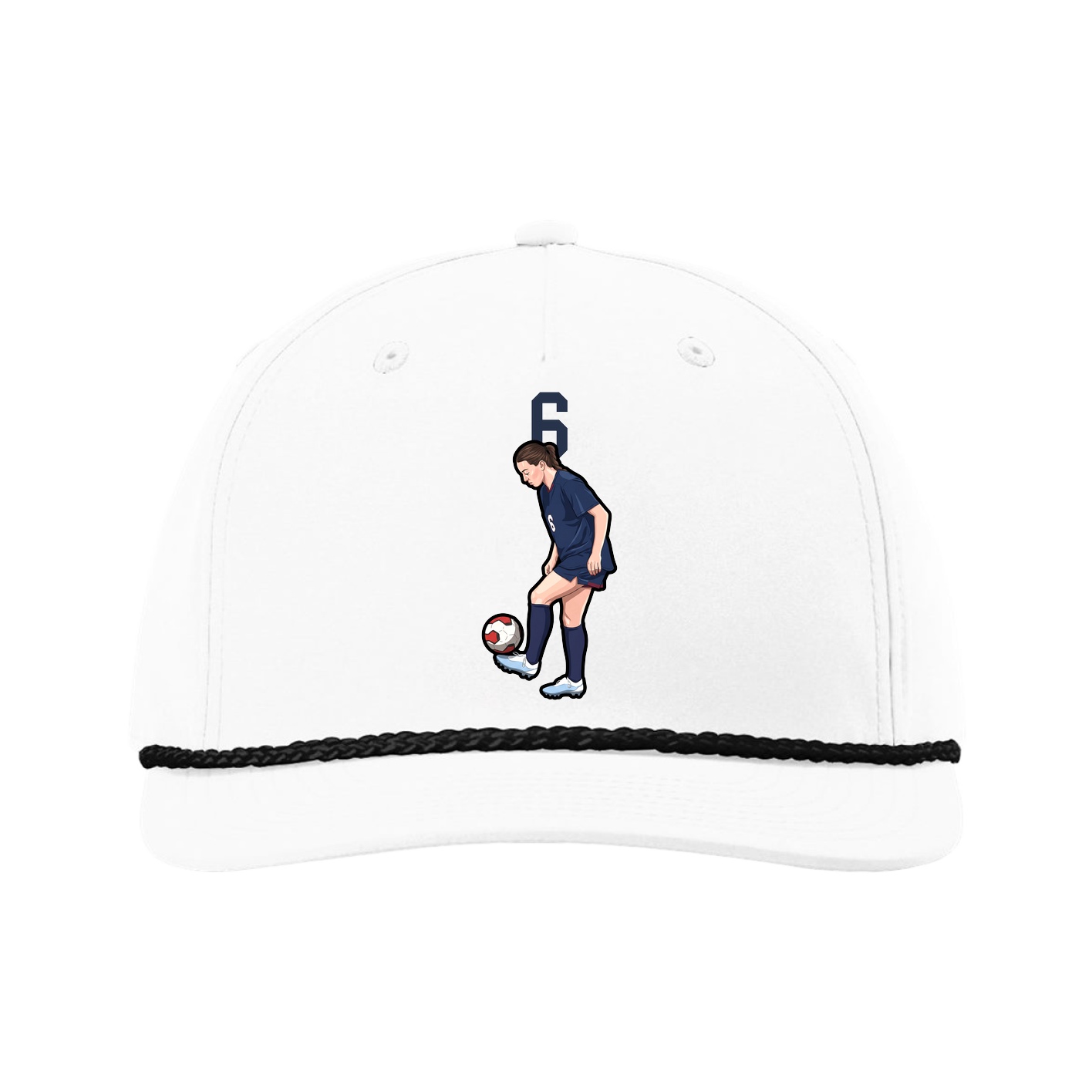 Five-Panel Classic Rope Cap — Number Top in White