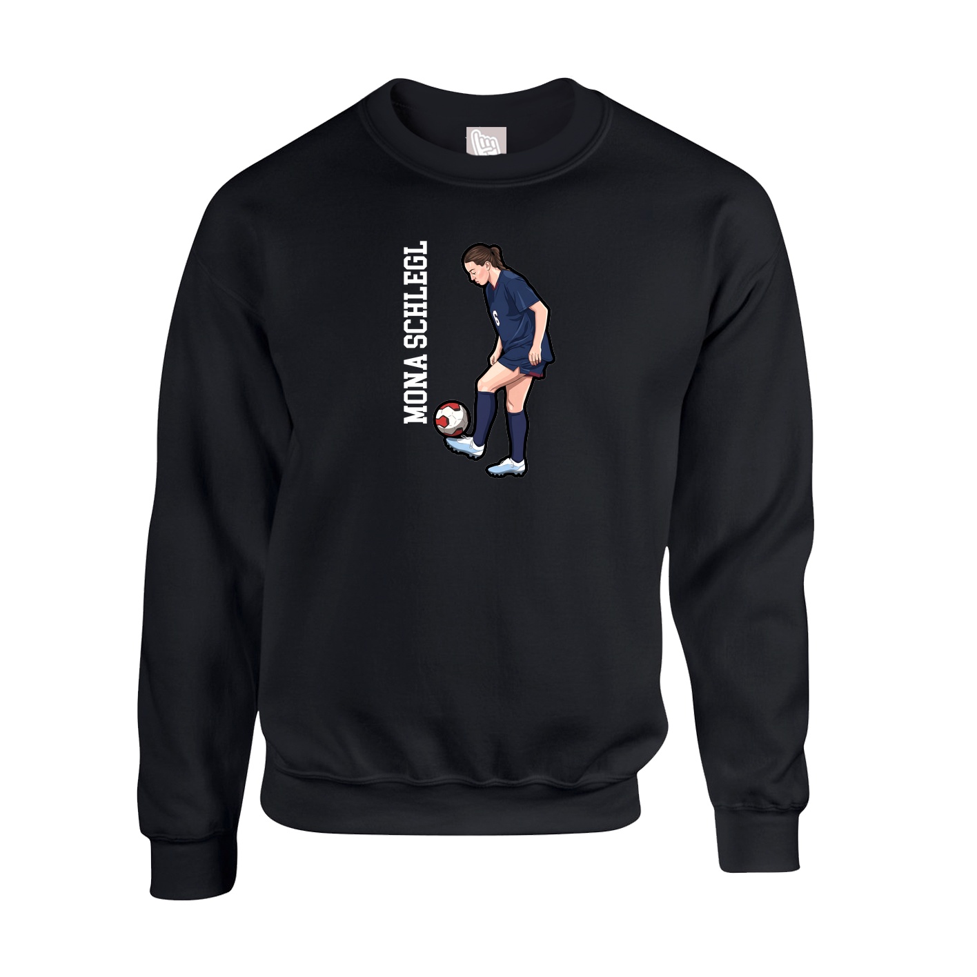 Fleece Crew — Name Vertical in Black