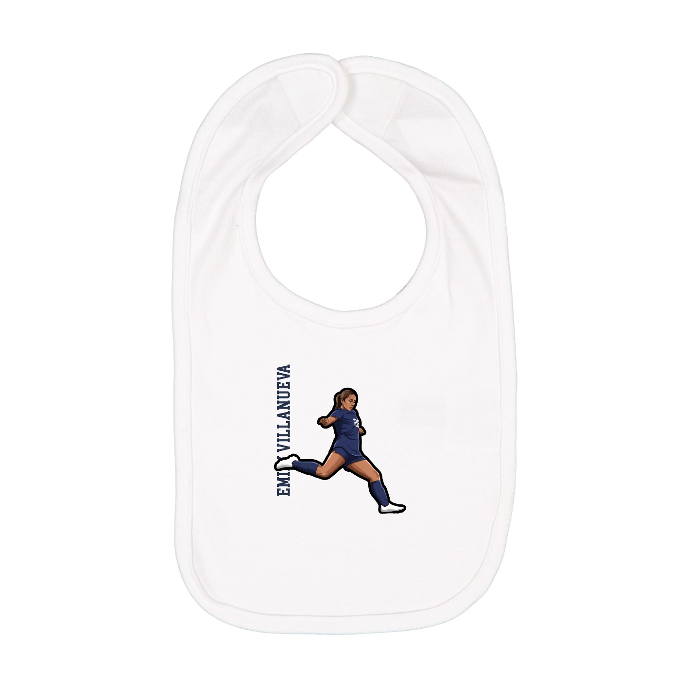 Infant Bib — Name Vertical in White