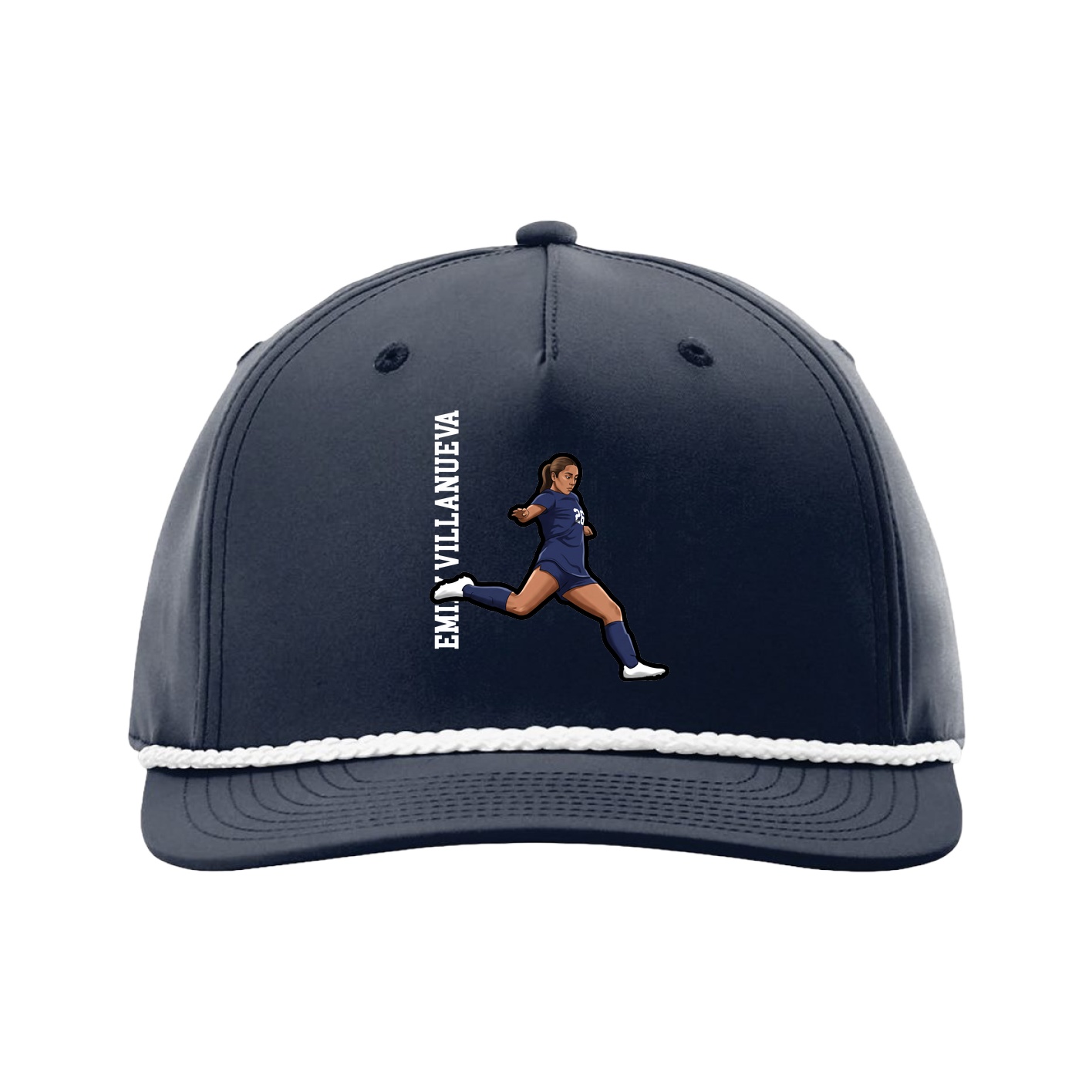 Five-Panel Classic Rope Cap — Name Vertical in Navy