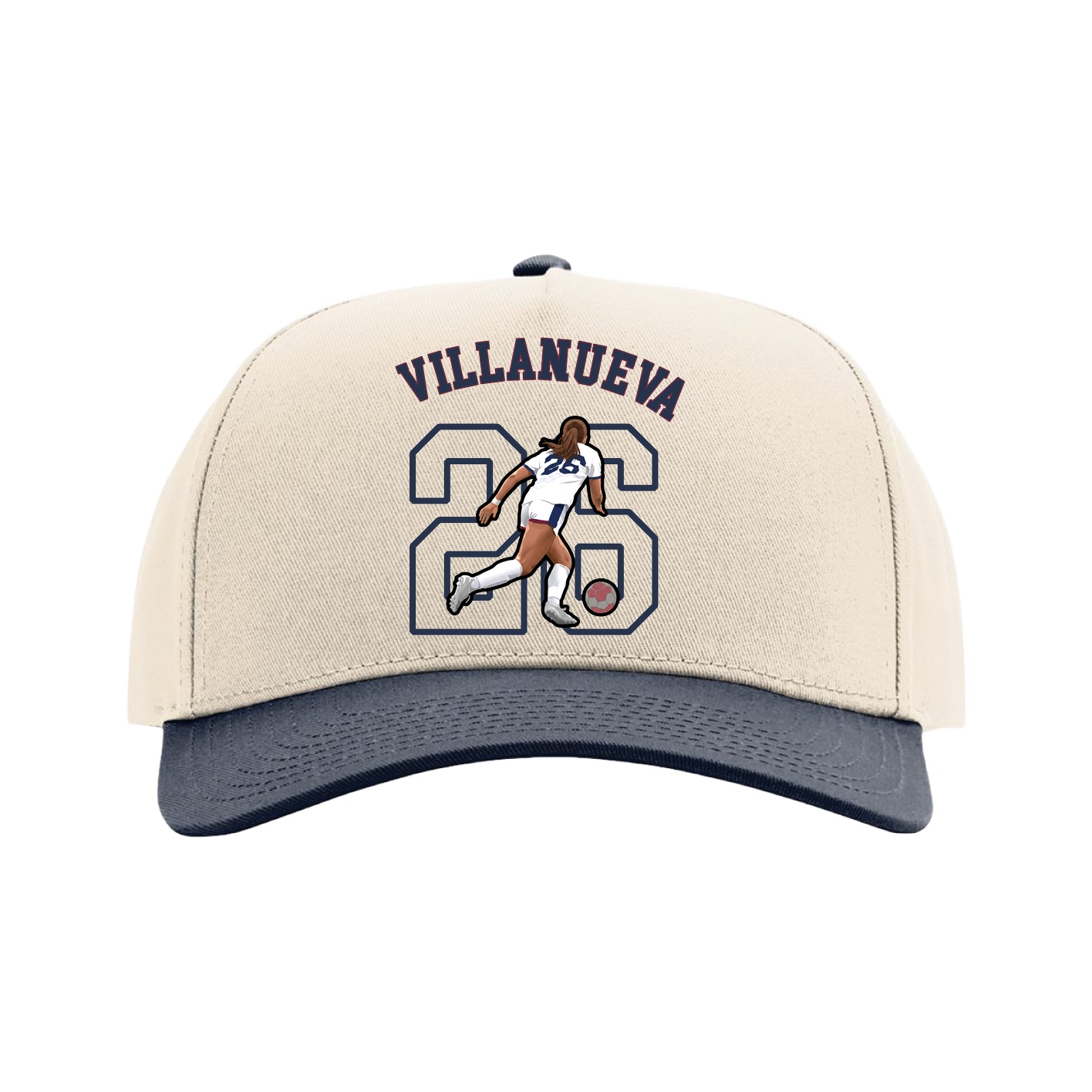 Full Fabric Five-Panel Champ Cap — Shirsey Arch in Cream/Navy