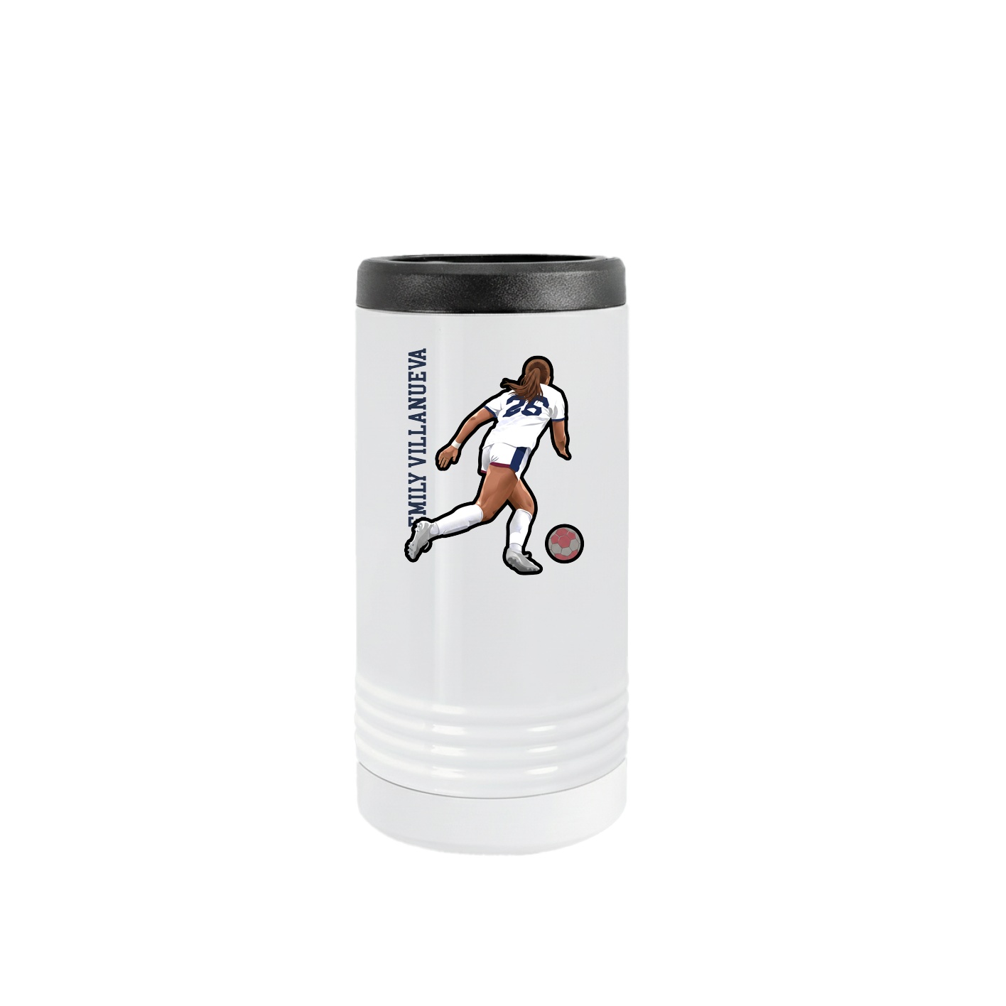 Slim Beverage Holder — Name Vertical in White