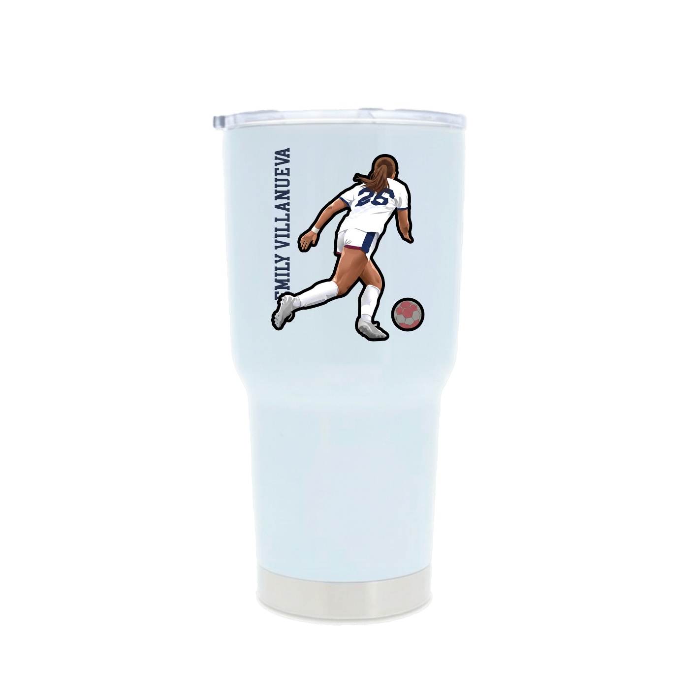 30oz Stainless Steel Tumbler — Name Vertical in White
