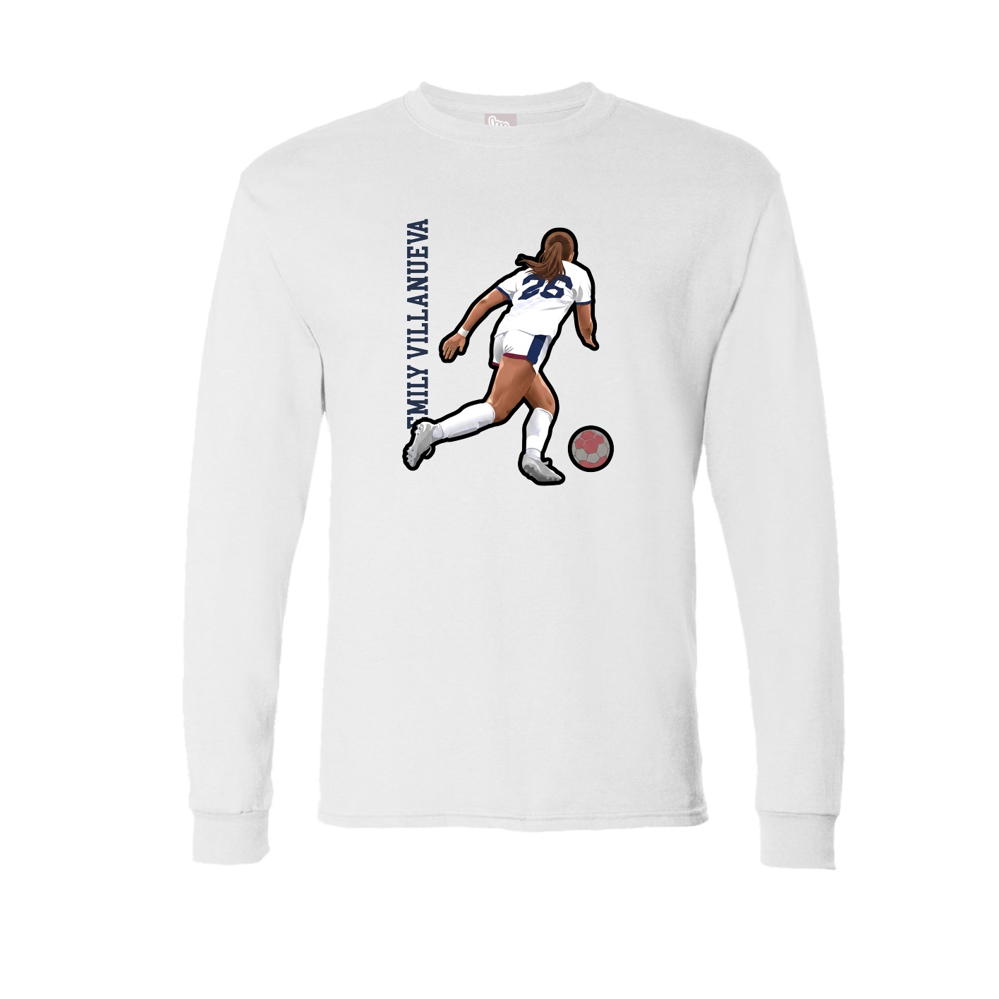 Long Sleeve Tee — Name Vertical in White