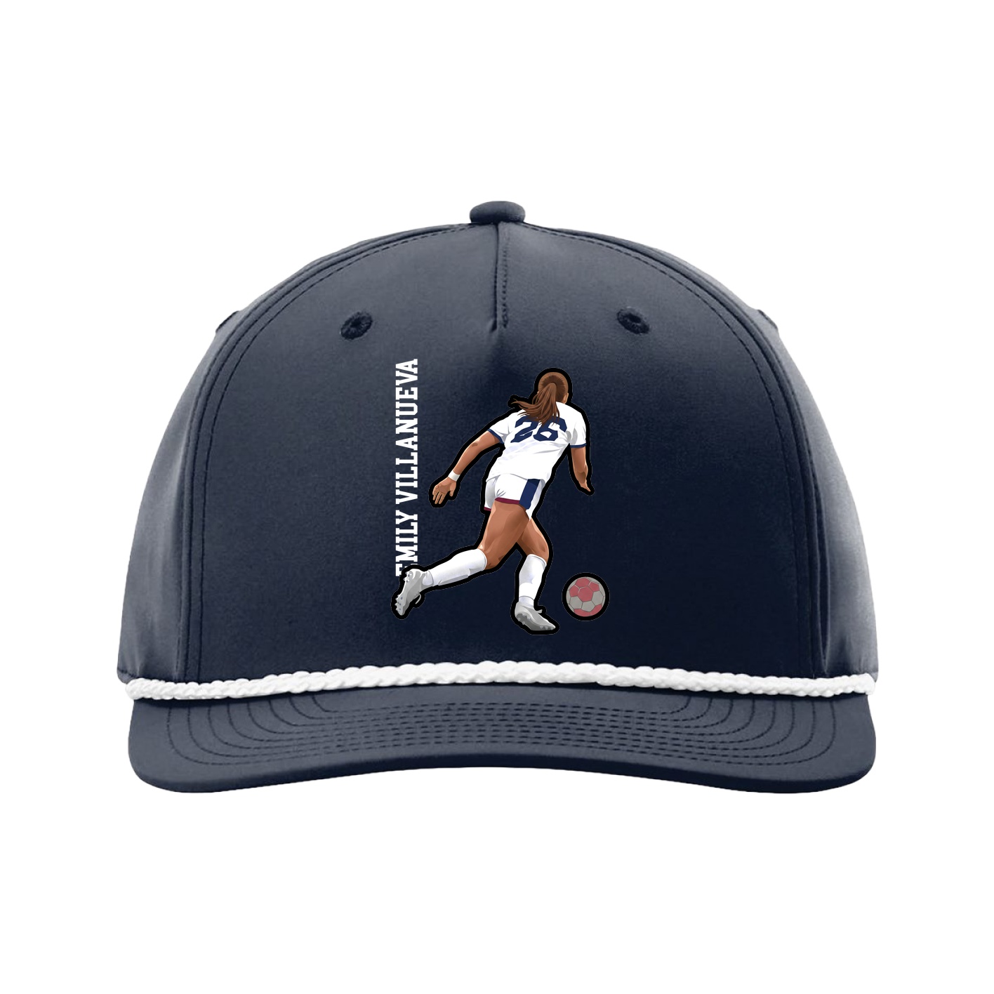 Five-Panel Classic Rope Cap — Name Vertical in Navy