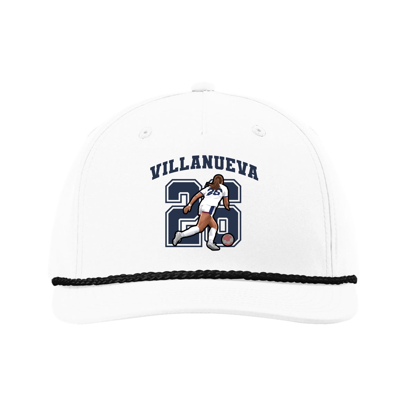 Five-Panel Classic Rope Cap — Number in White