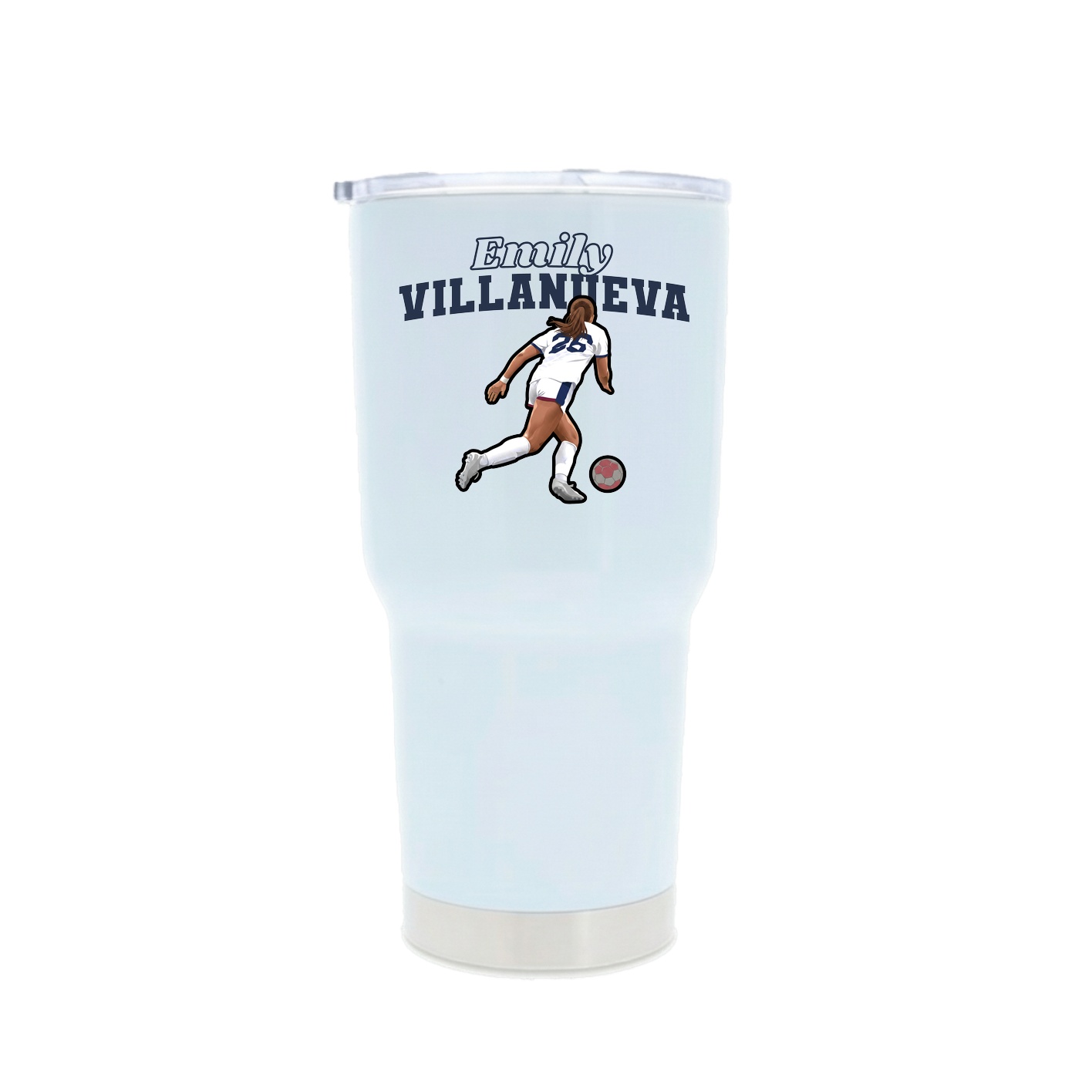 30oz Stainless Steel Tumbler — Name Arch in White