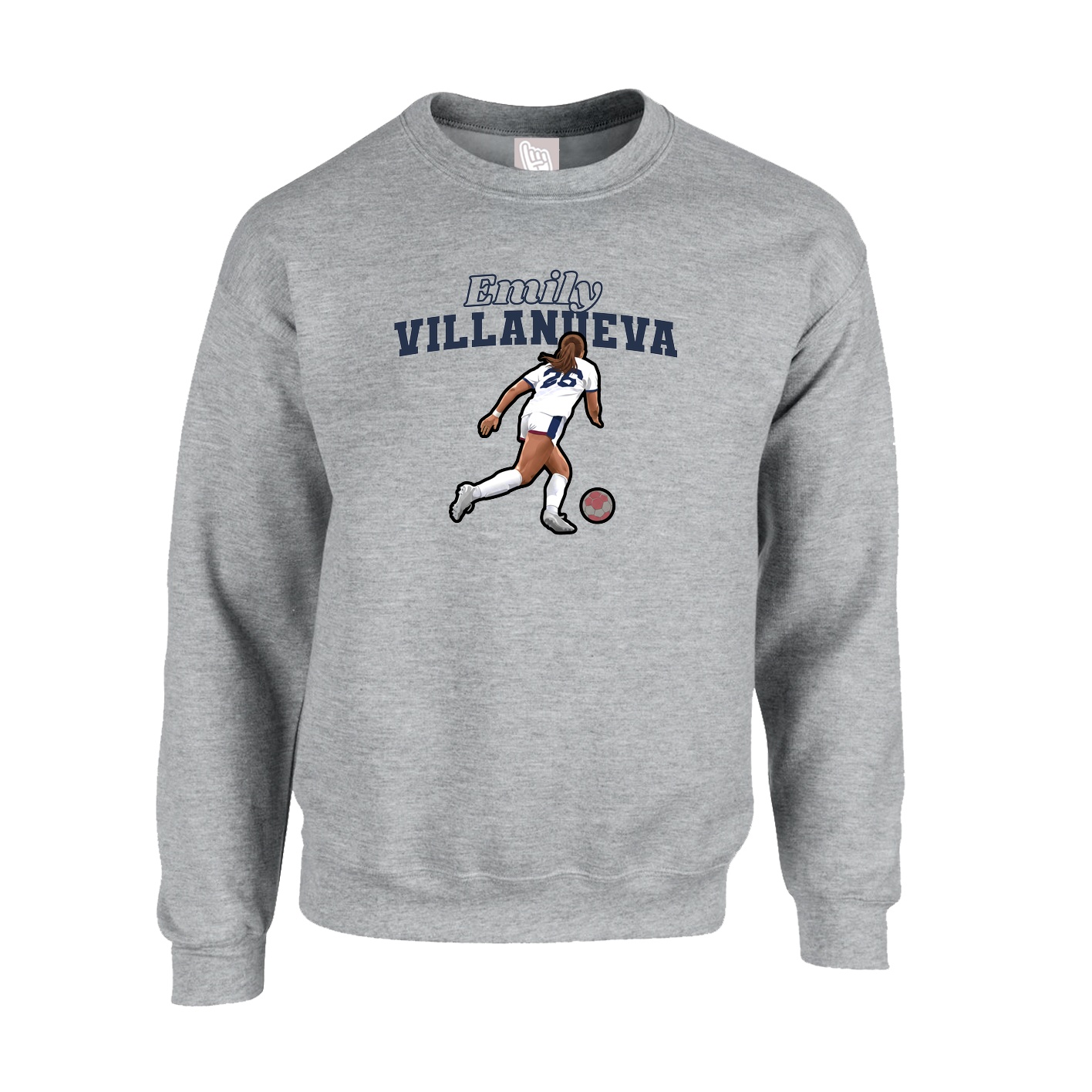 Fleece Crew — Name Arch in Grey
