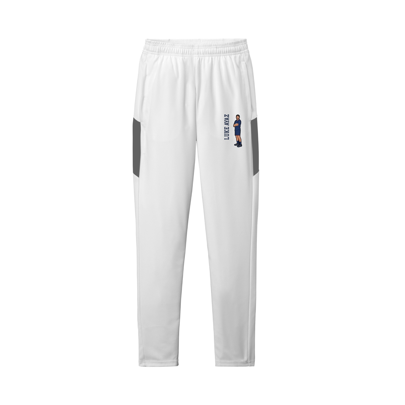 Team Travel Pant — Name Vertical in White/Grey