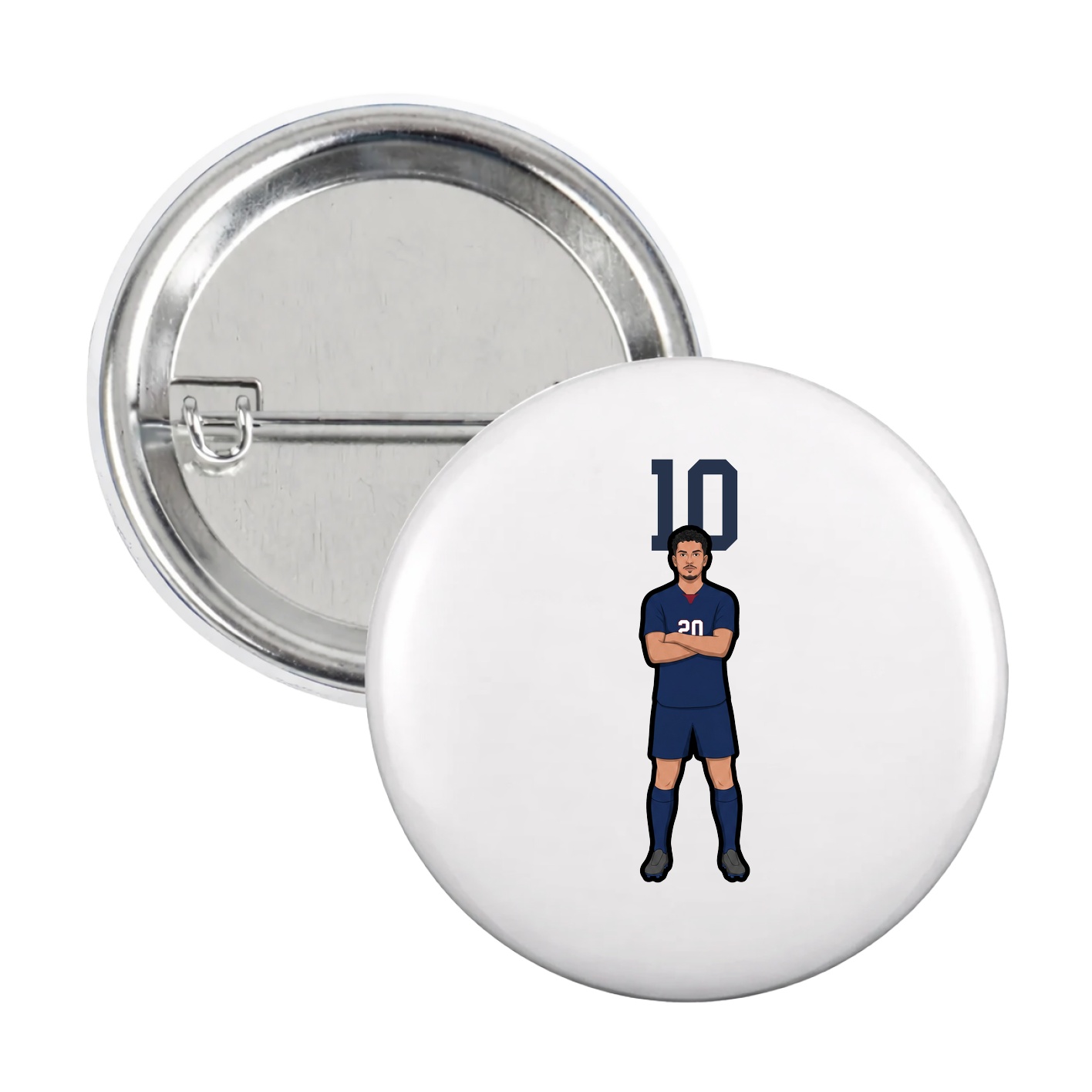 Game Day Button — Number Top in White
