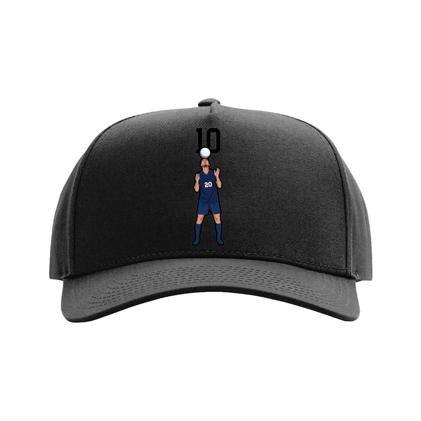 Full Fabric Five-Panel Champ Cap — Number Top in Black