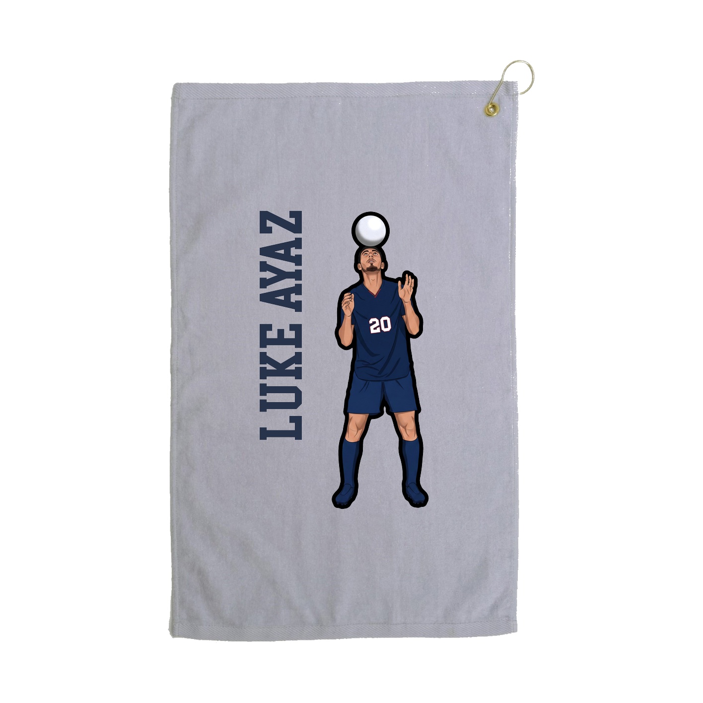Golf Towel — Name Vertical in Grey