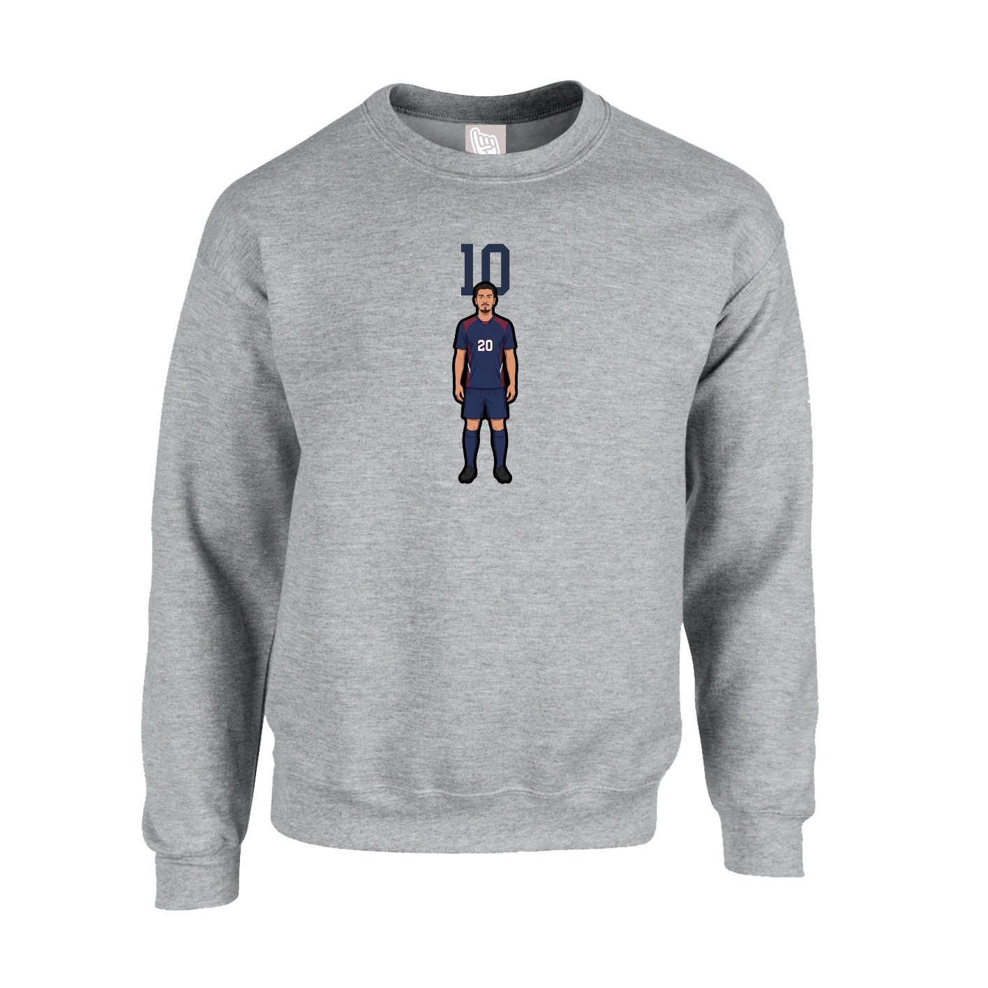 Fleece Crew — Number Top in Grey