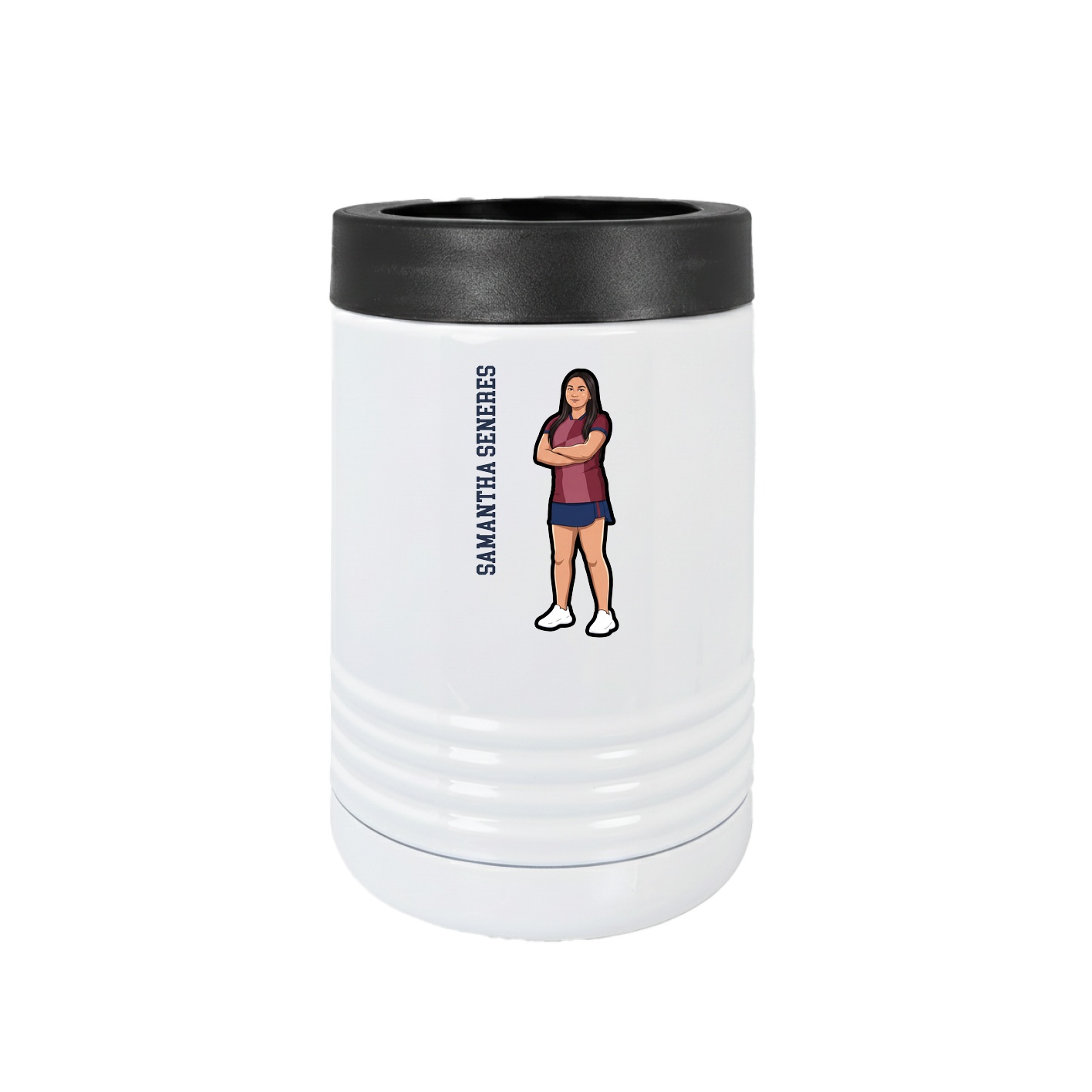 Beverage Holder — Name Vertical in White