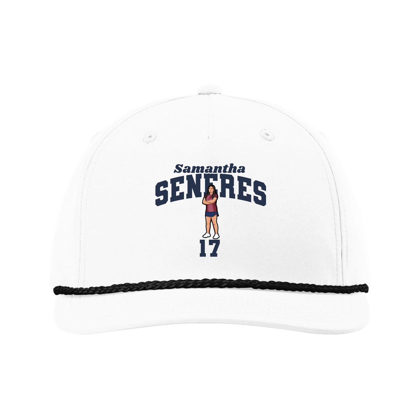 Five-Panel Classic Rope Cap — Signature Arch in White