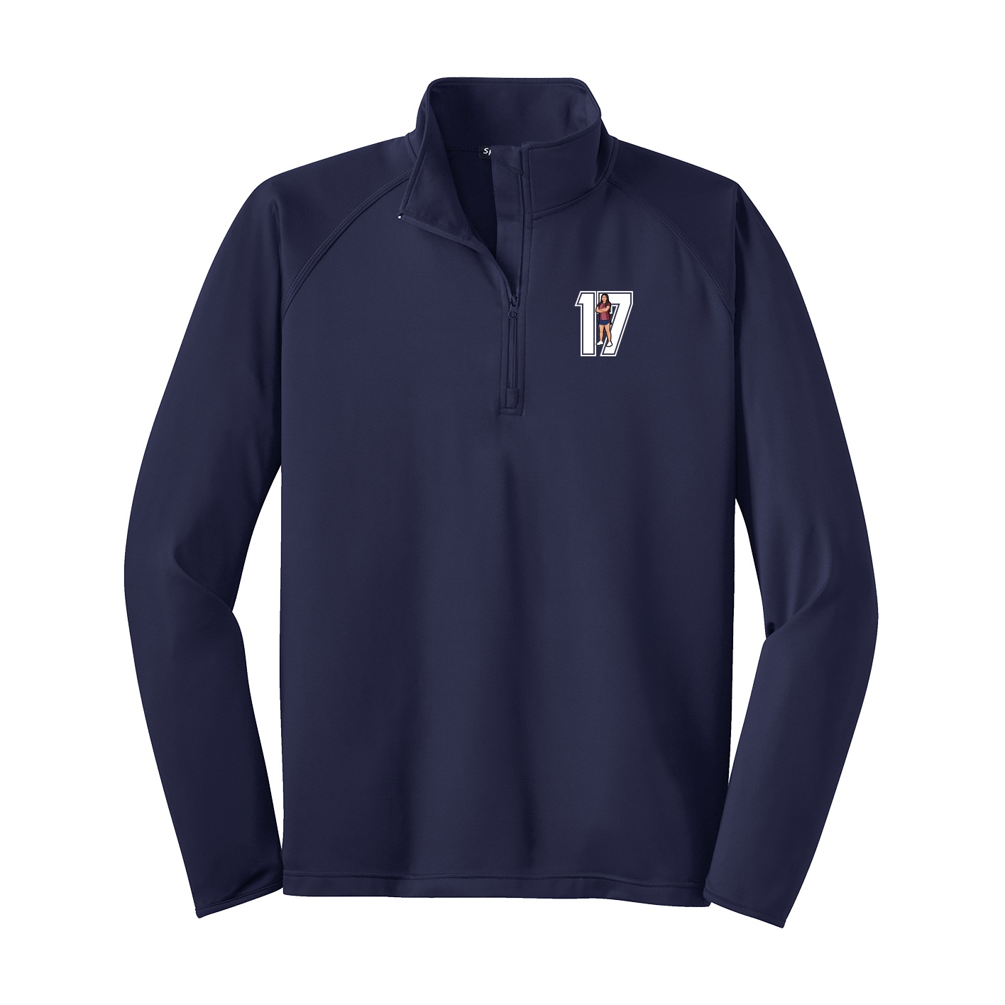Q-Zip Pullover — Number in Navy