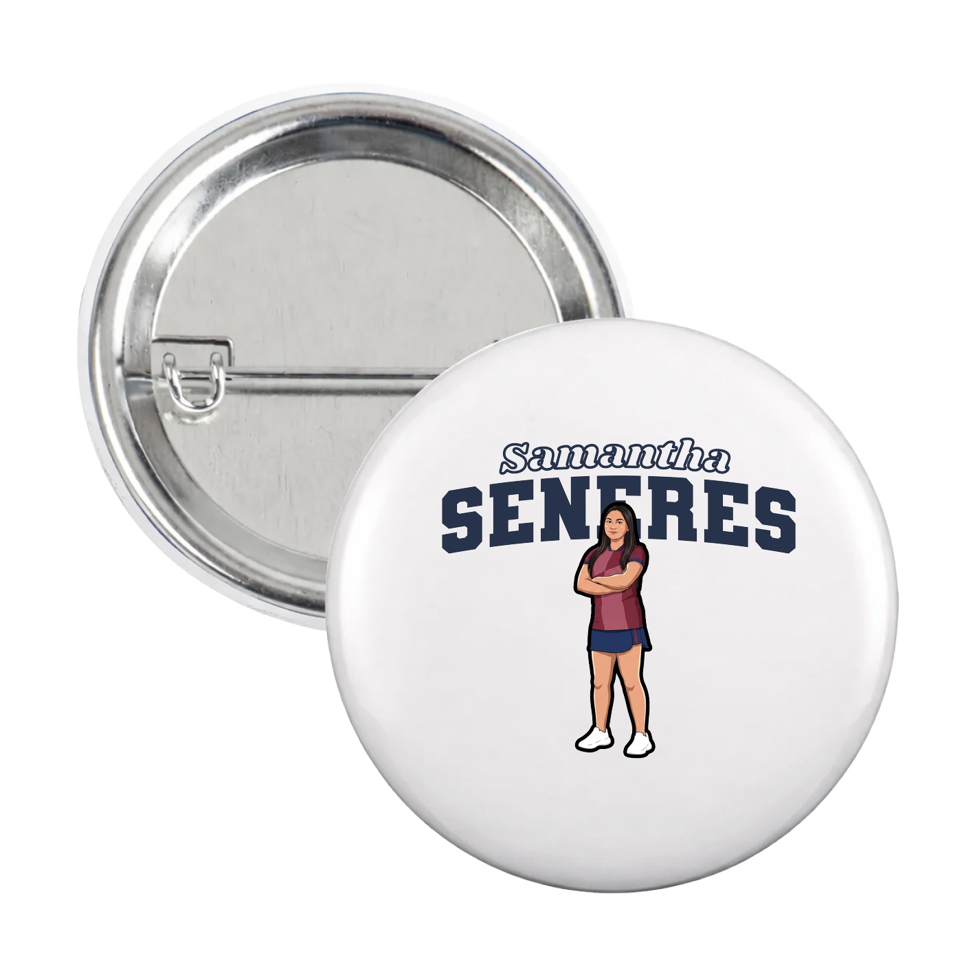 Game Day Button — Name Arch in White