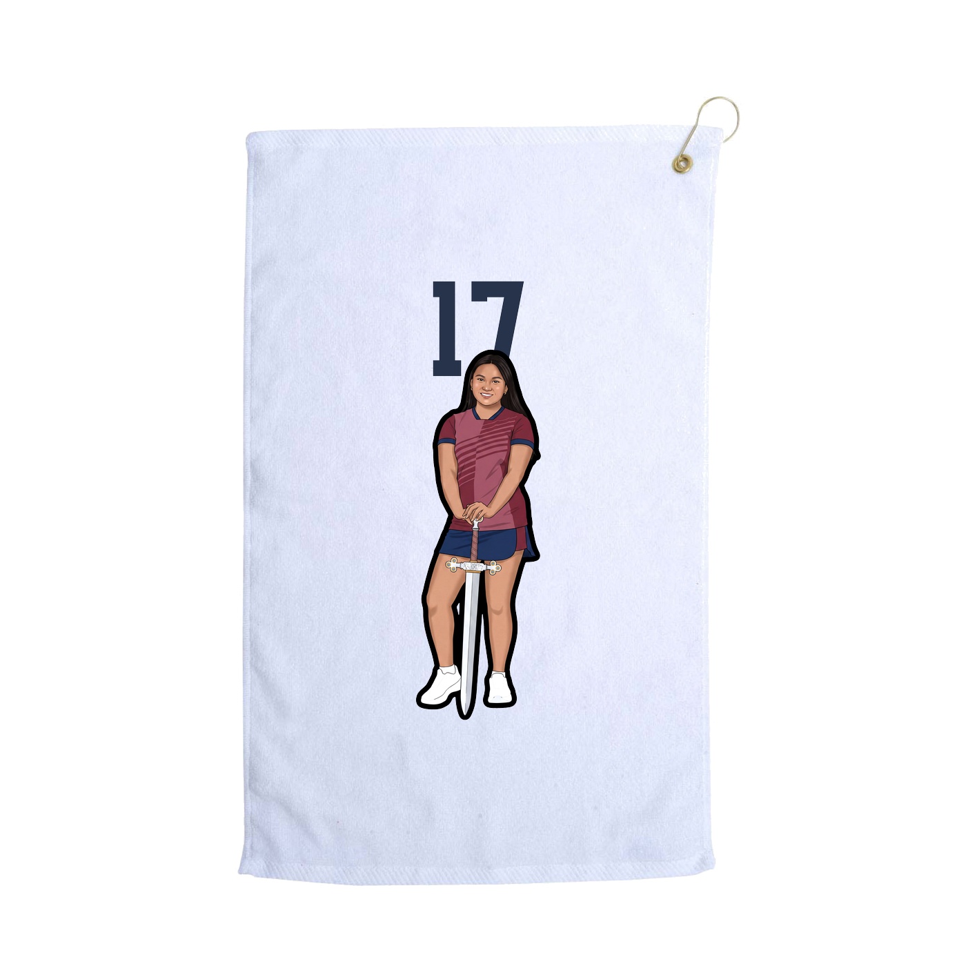 Golf Towel — Number Top in White