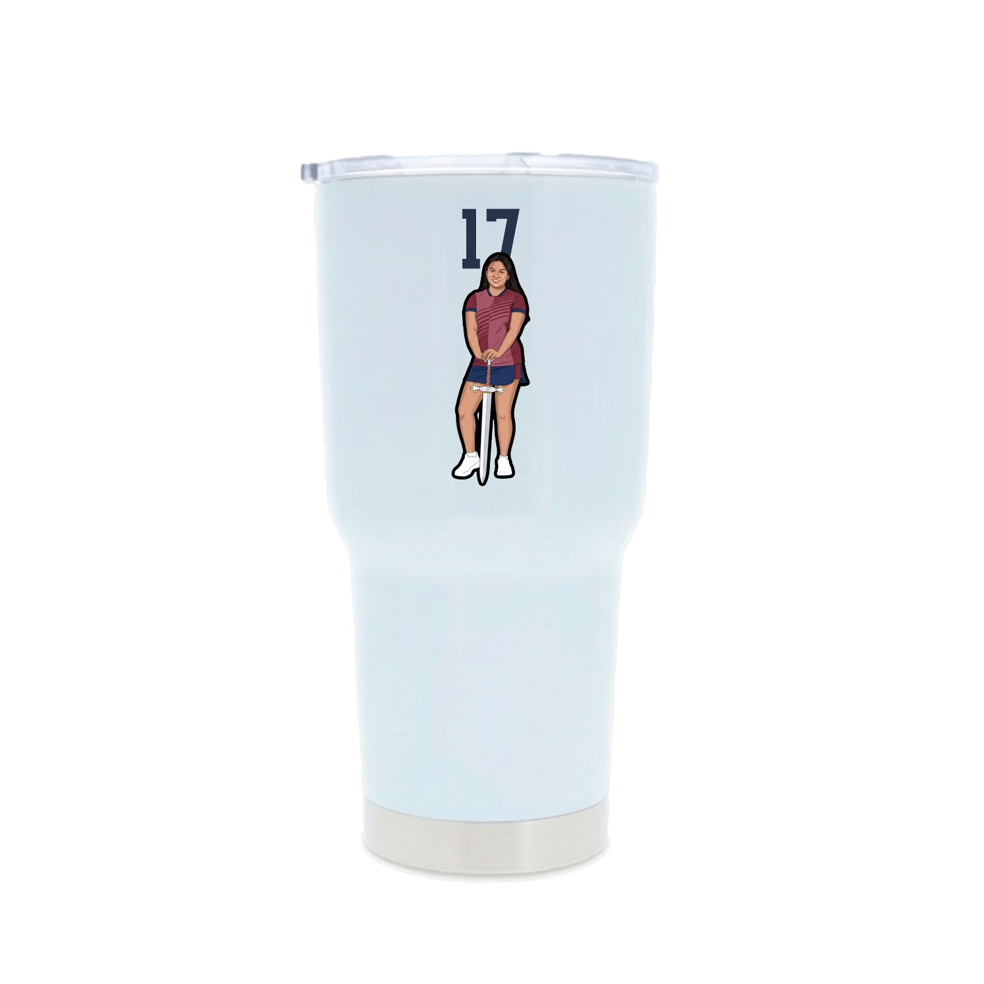 30oz Stainless Steel Tumbler — Number Top in White