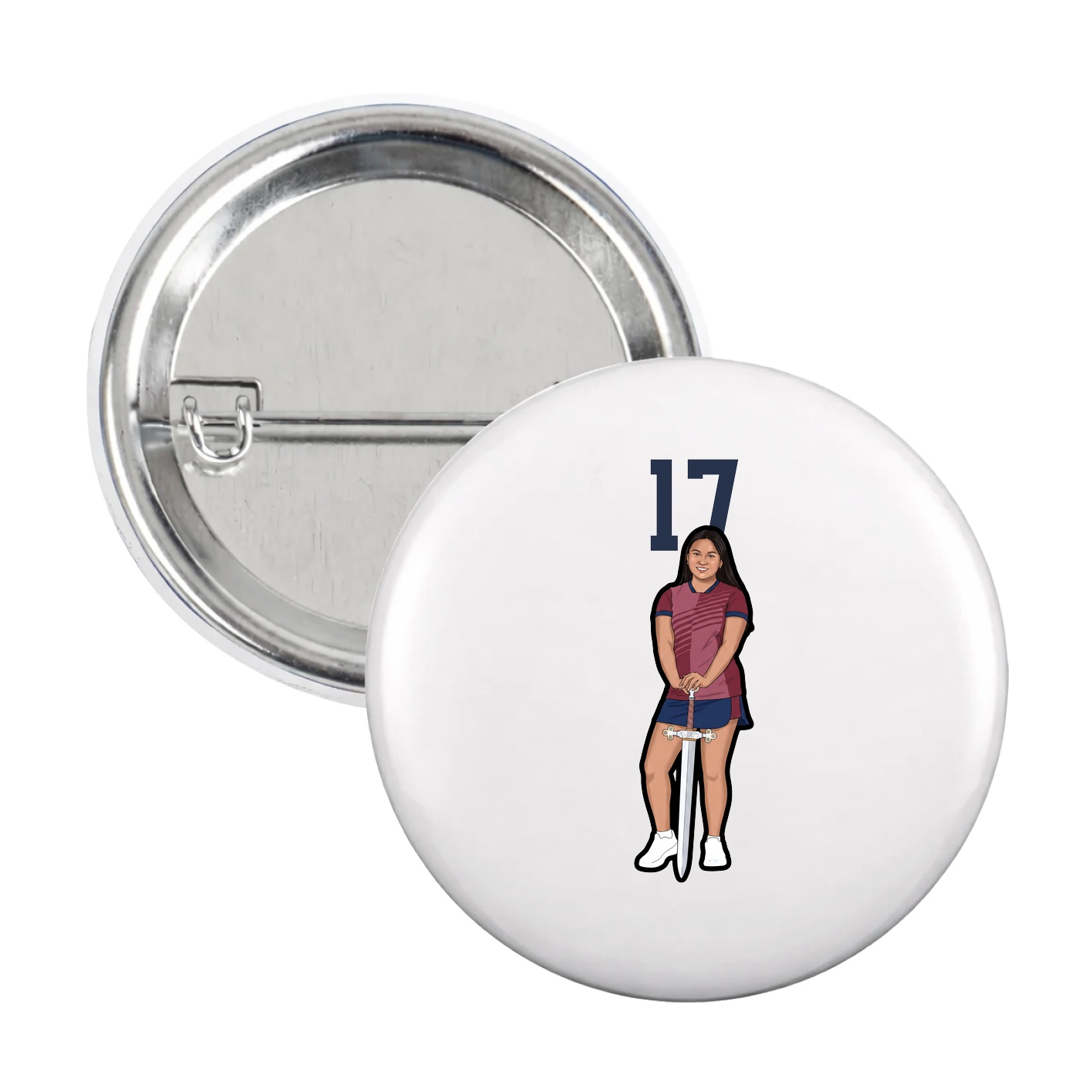 Game Day Button — Number Top in White
